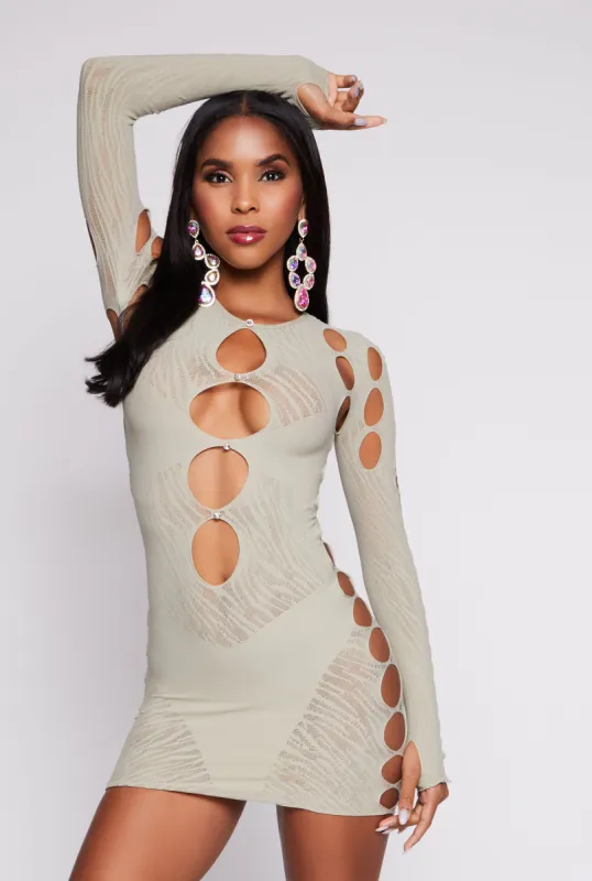 Seamless Rhinestone Cut Out Mini Dress sold by Rainbow