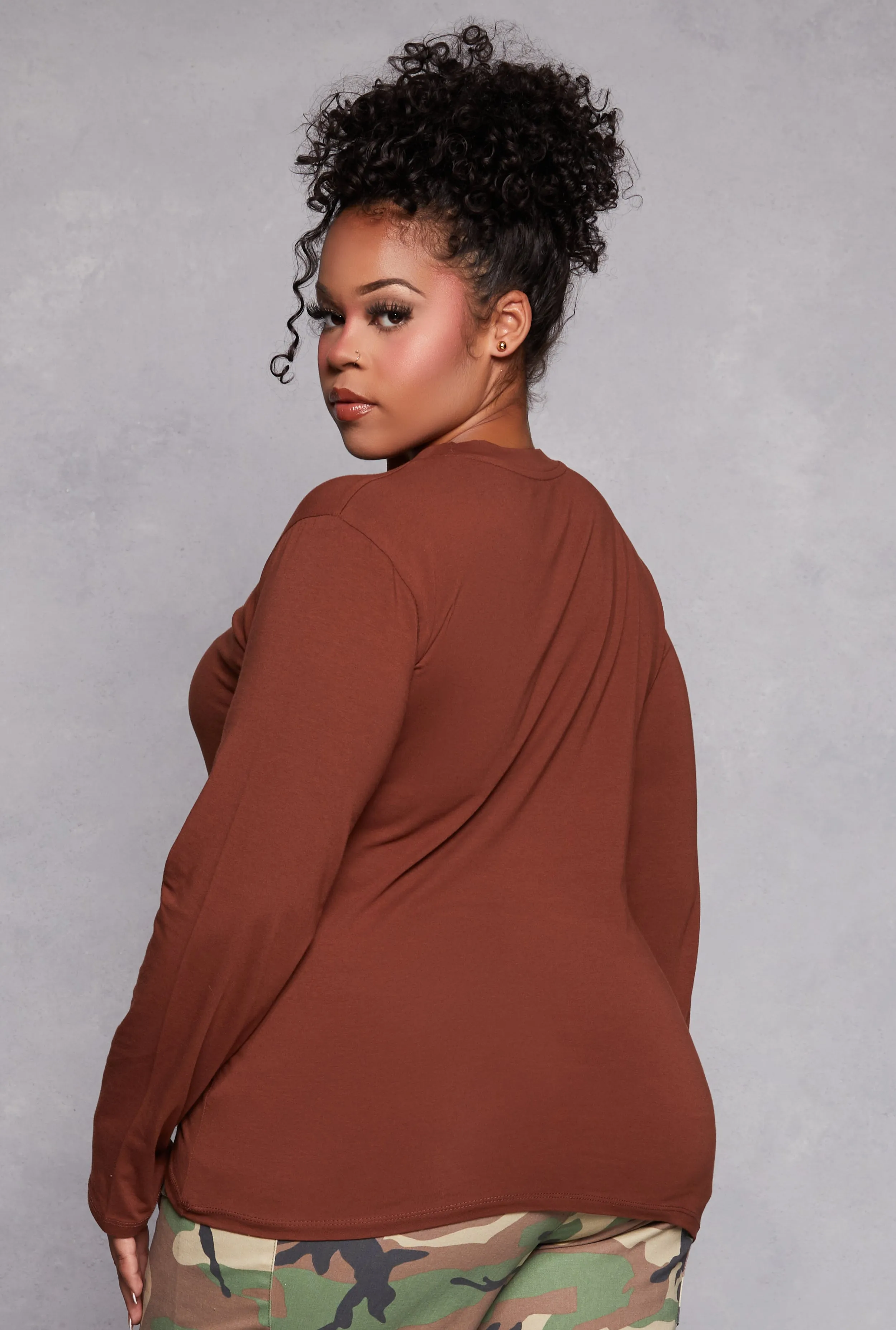 Plus Size Long Sleeve Crew Neck Tee sold by Rainbow product image thumbnail 3