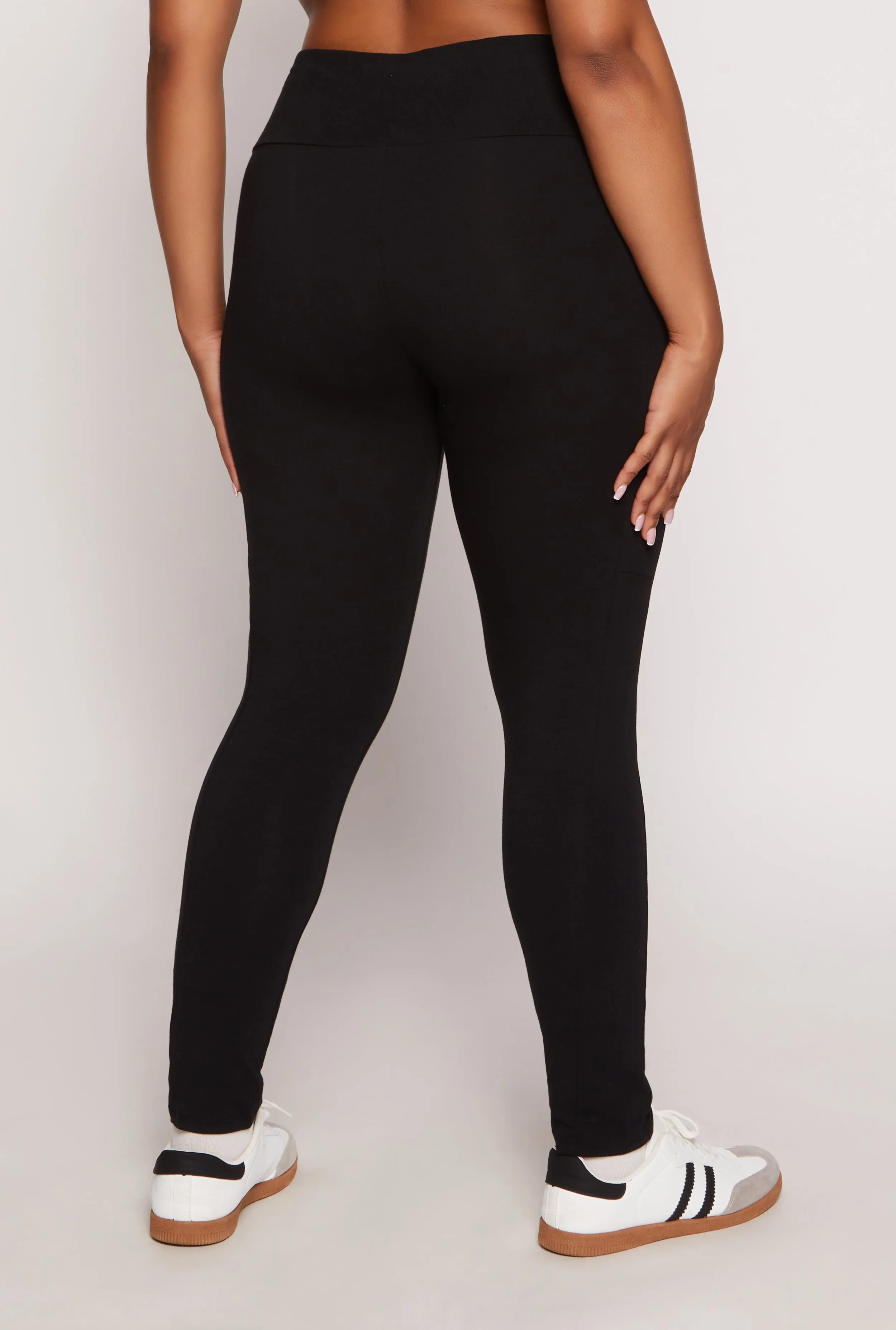 Plus Size Solid High Waist Cell Phone Pocket Leggings sold by Rainbow product image thumbnail 3