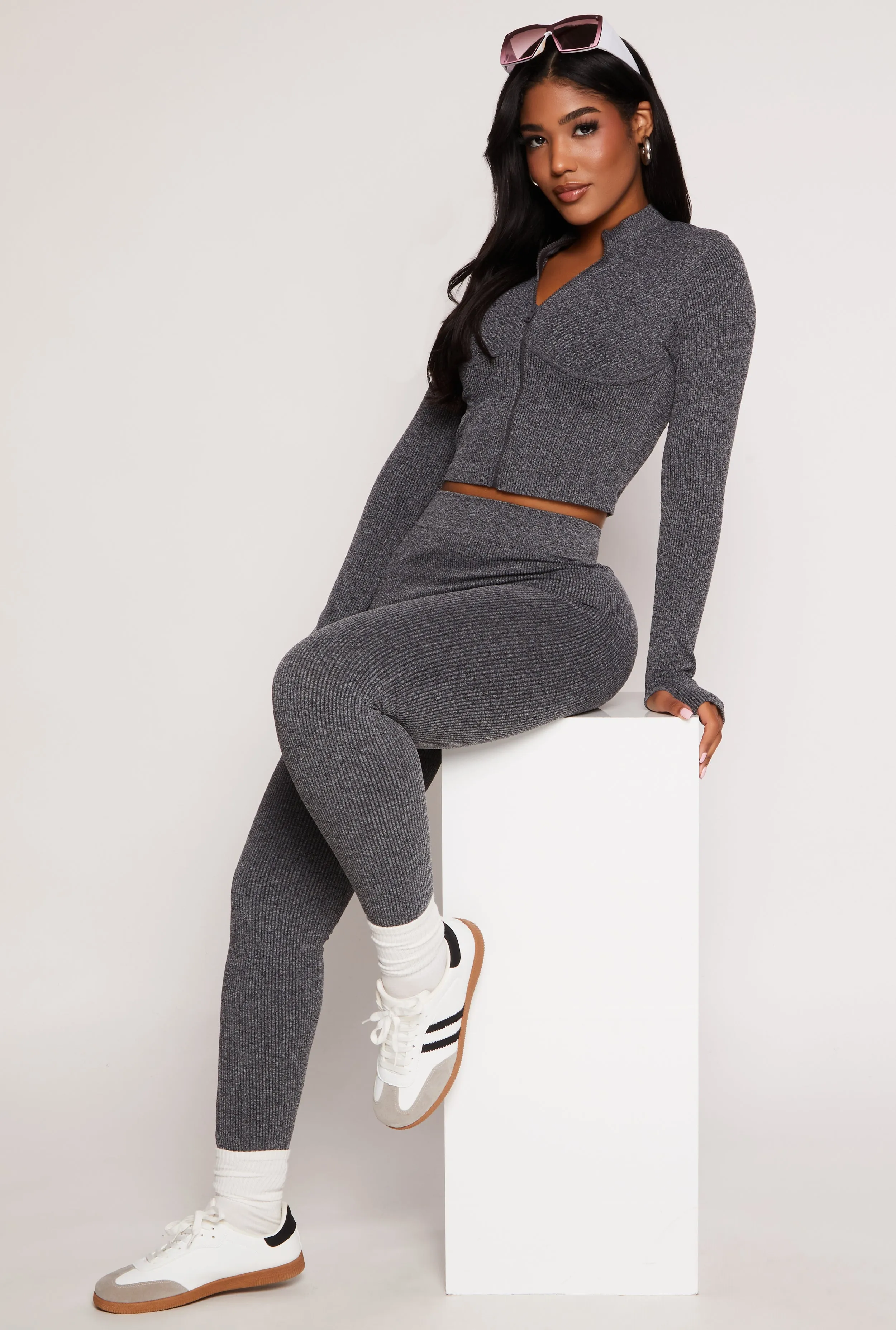 Seamless Ribbed Zip Front Track Jacket sold by Rainbow product image thumbnail 2