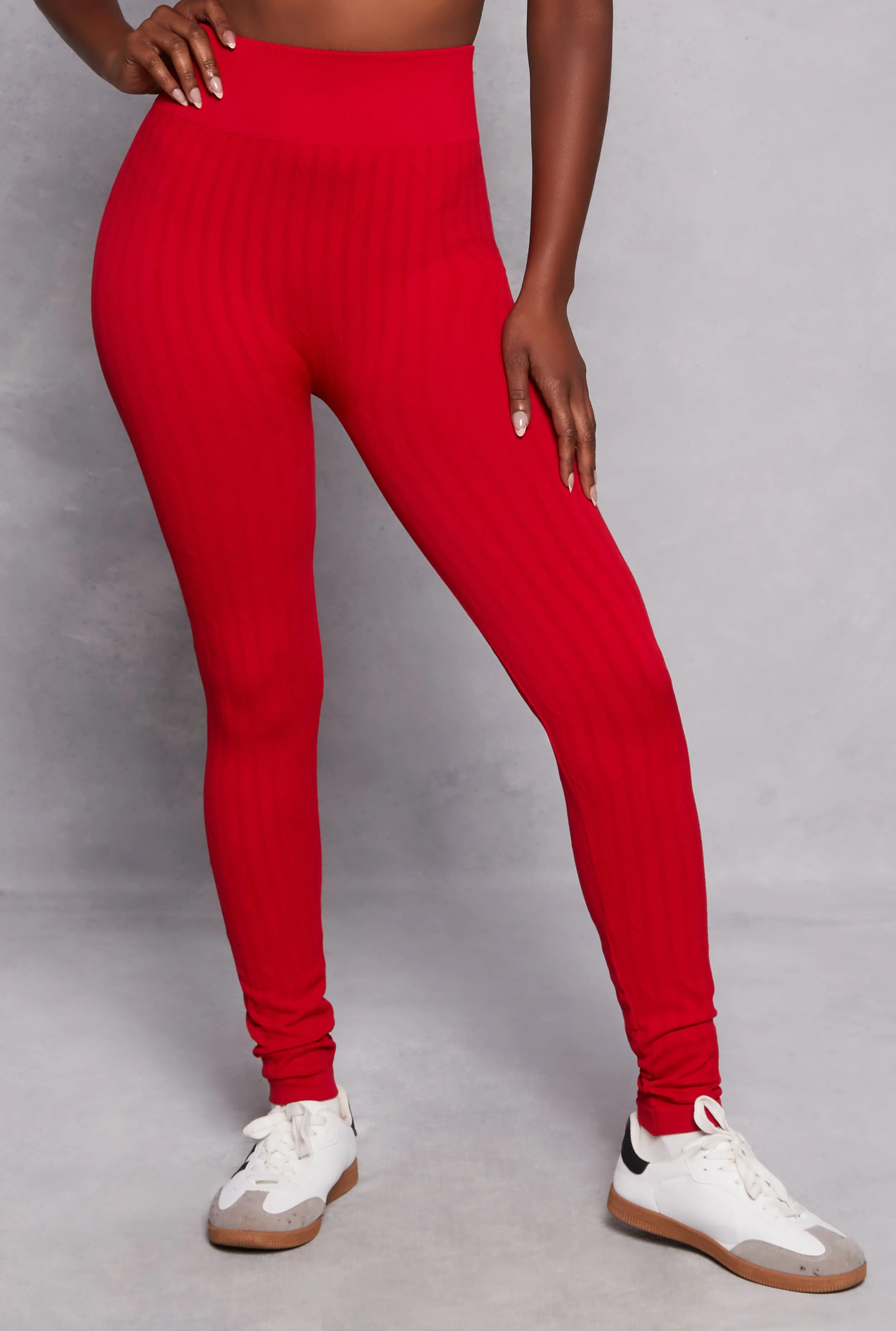 Seamless Textured Knit High Waisted Leggings sold by Rainbow product image thumbnail 2