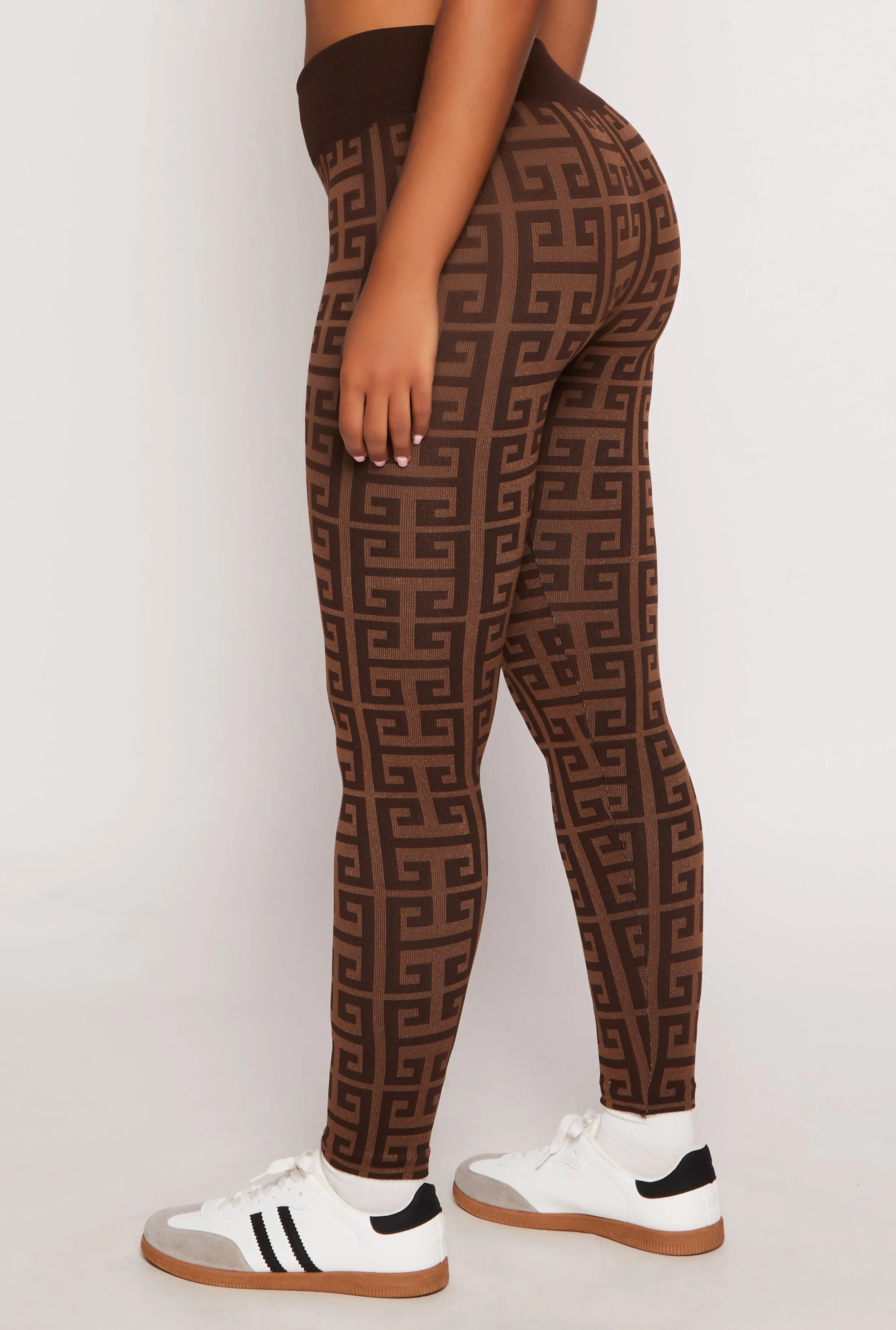 Seamless Greek Key Print High Waisted Leggings sold by Rainbow product image thumbnail 3