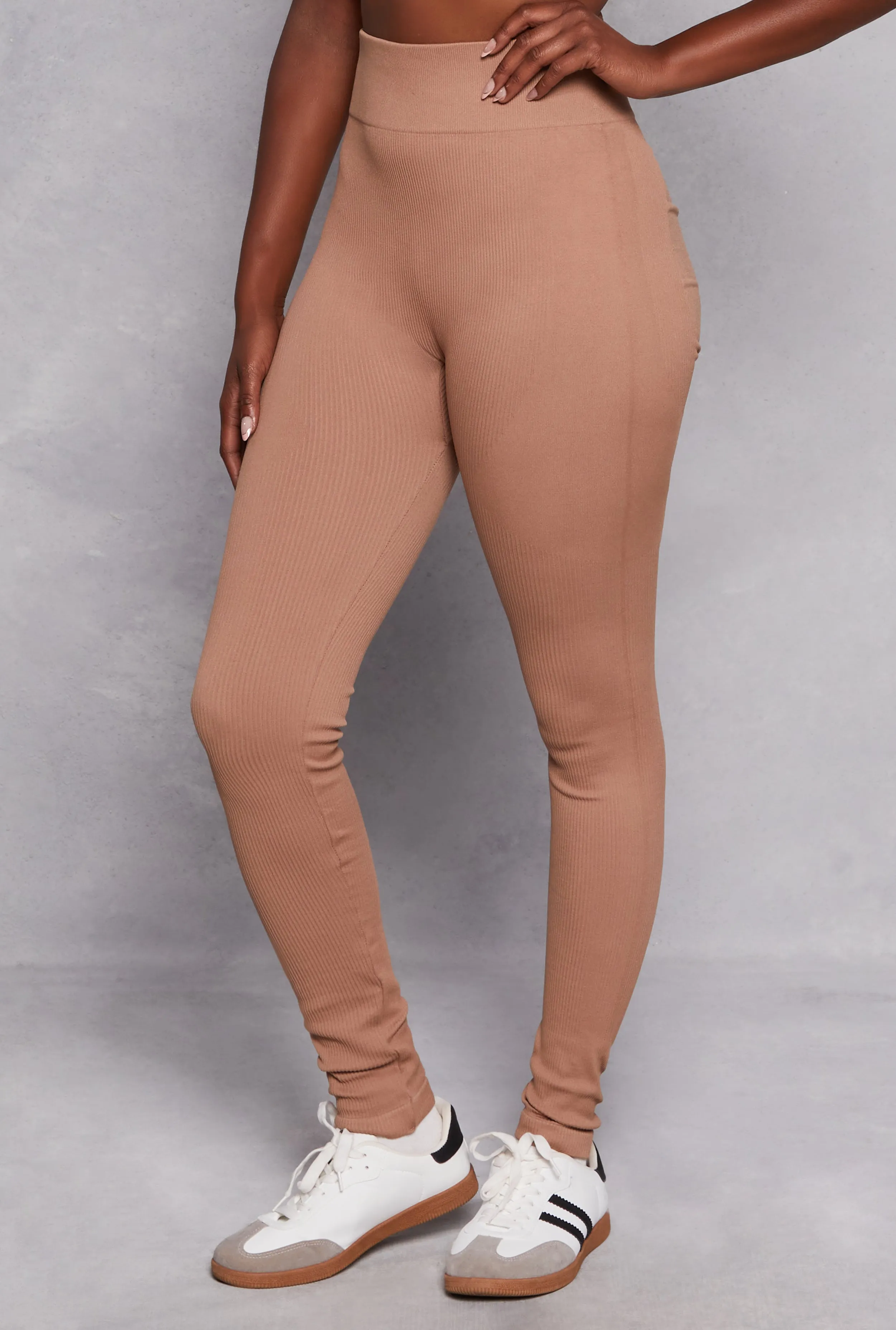 Solid Seamless Ribbed High Waist Leggings sold by Rainbow product image thumbnail 2