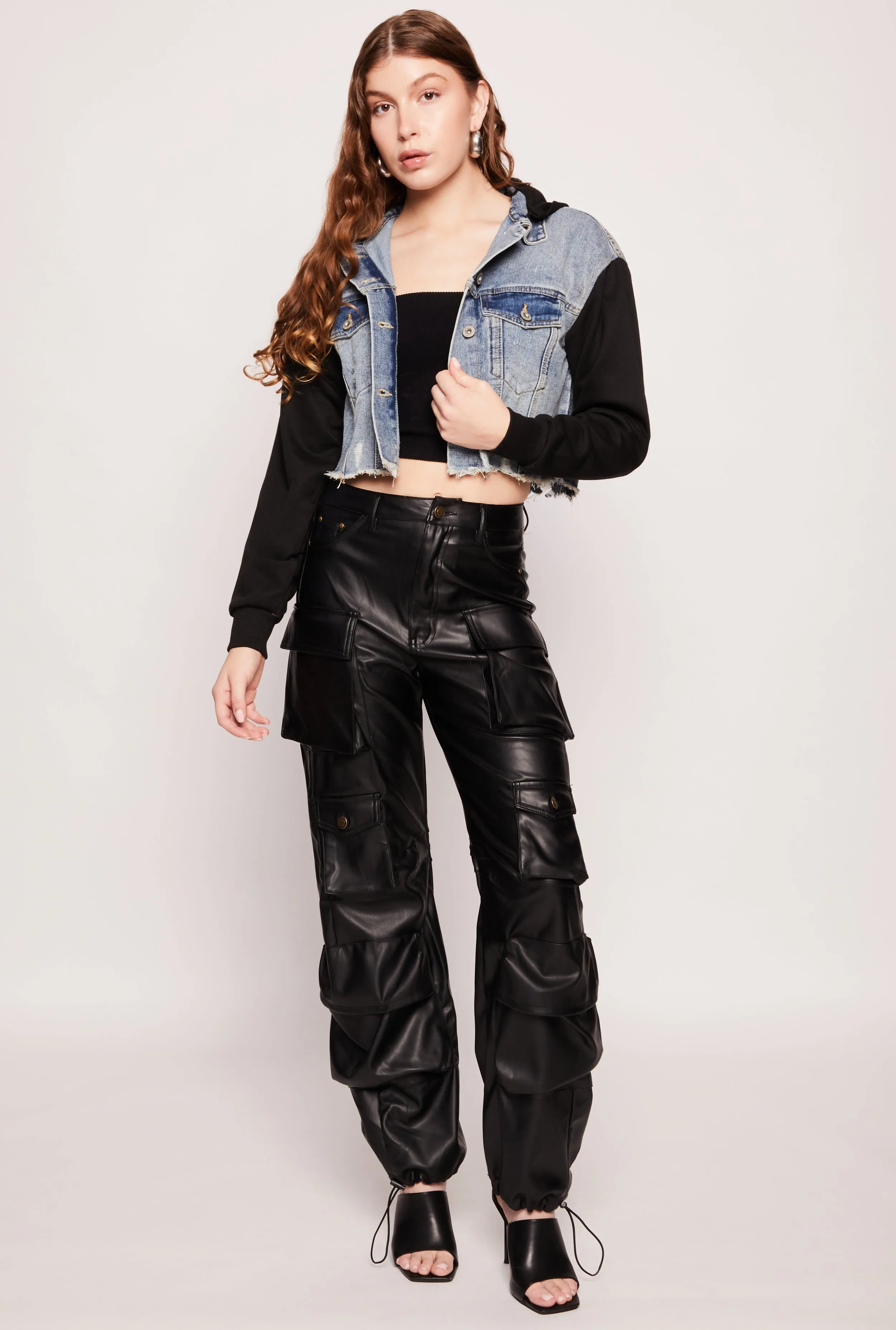 Highway Hooded Fleece Sleeve Denim Jacket sold by Rainbow product image thumbnail 2