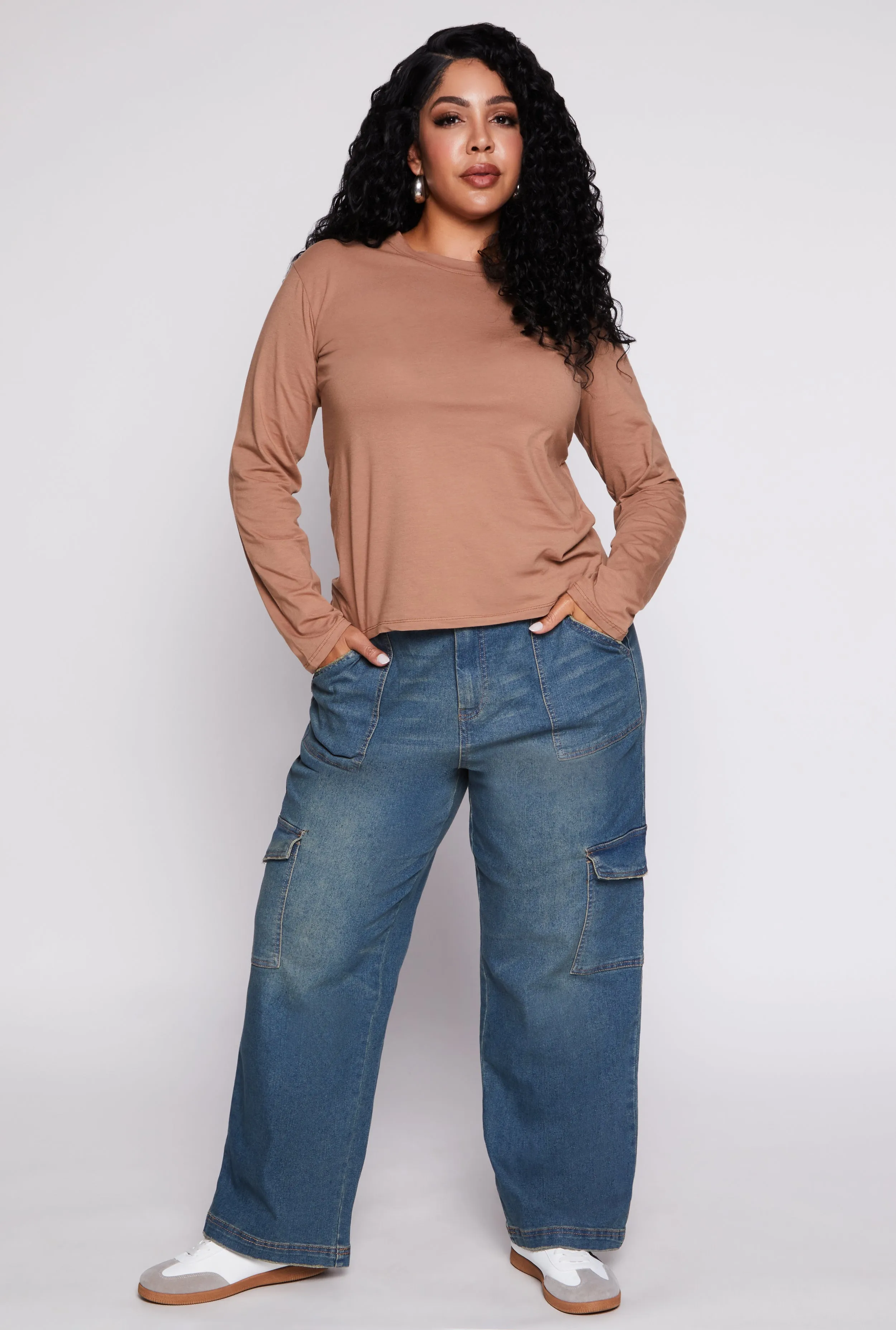 Plus Size Almost Famous Wide Leg Cargo Jeans sold by Rainbow