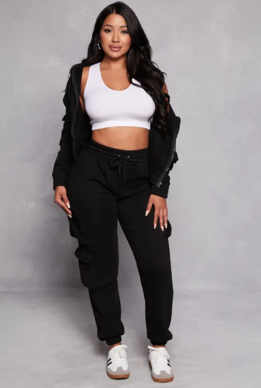 Fleece Drawstring Cargo Sweatpants sold by Rainbow