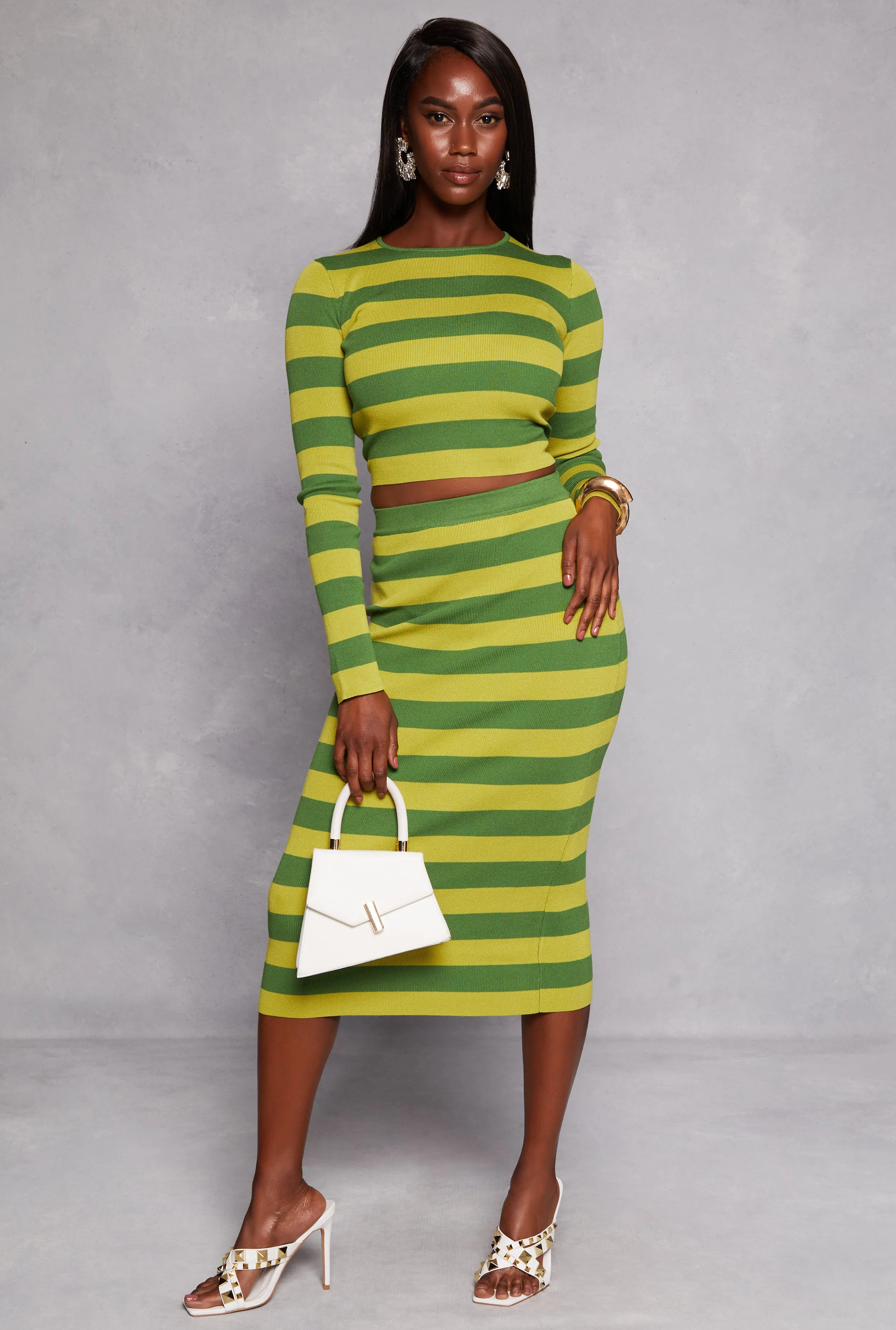 Striped High Waisted Maxi Pencil Skirt sold by Rainbow