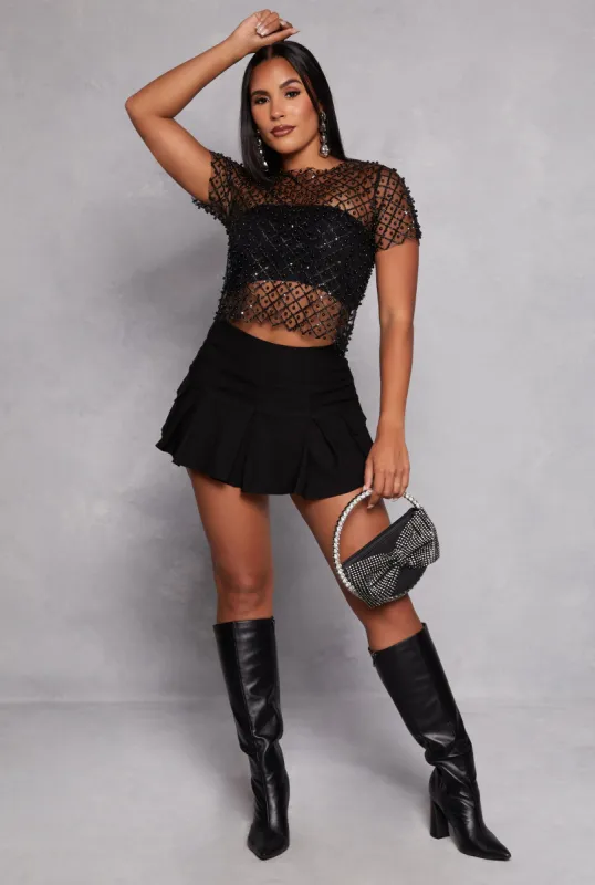 Stretch Cargo Pocket Pleated Mini Skort sold by Rainbow
