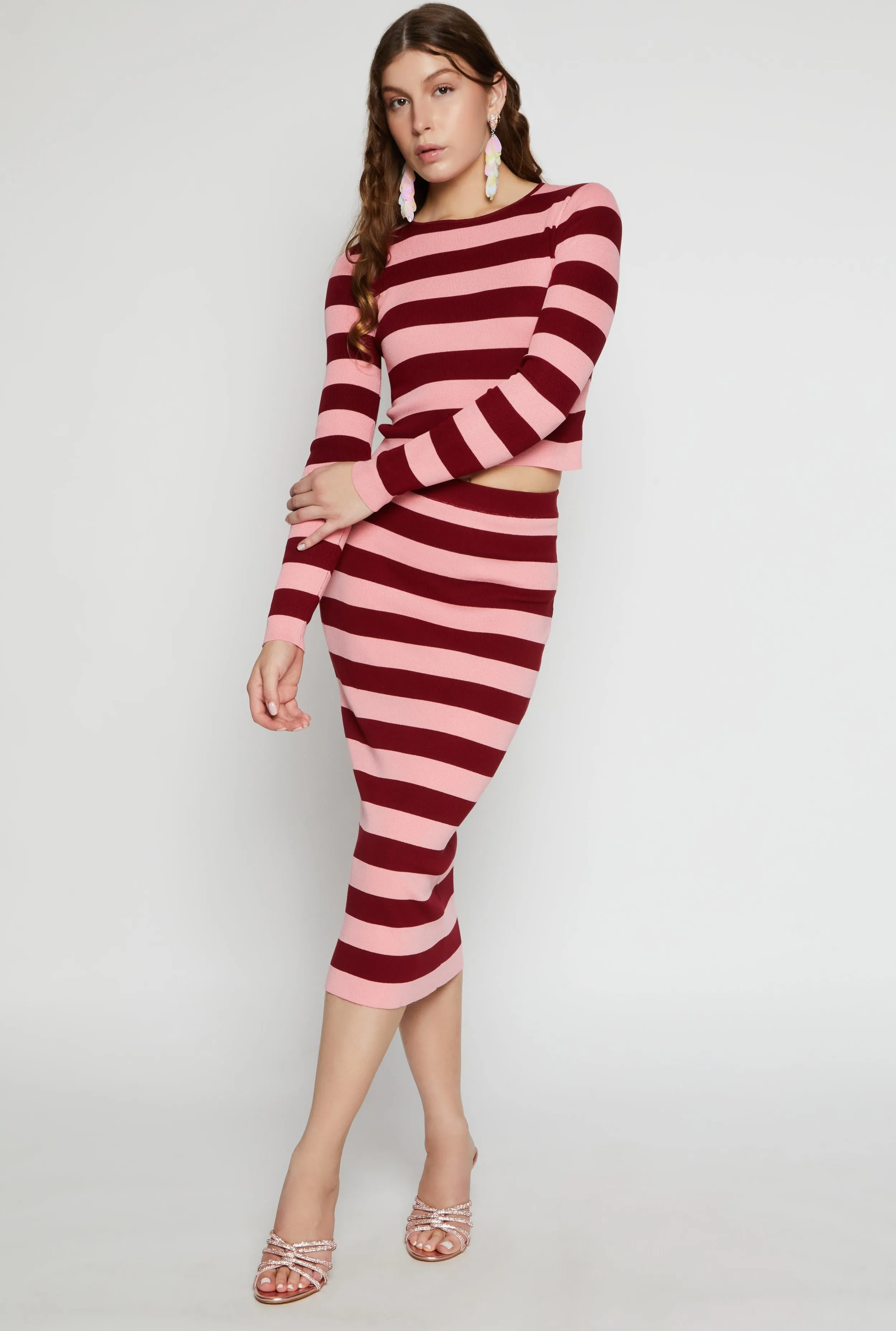 Striped High Waisted Maxi Pencil Skirt sold by Rainbow