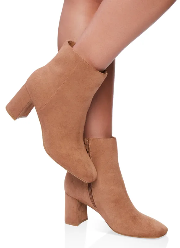 Side Zip Mid Block Heel Booties sold by Rainbow
