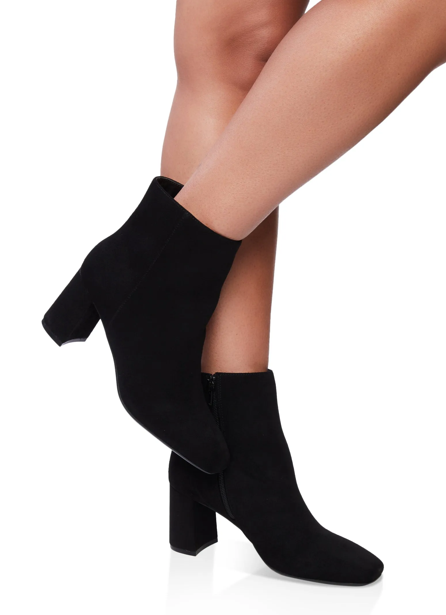 Side Zip Mid Block Heel Booties sold by Rainbow