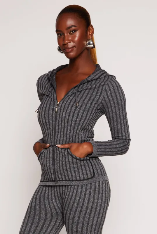 Seamless Textured Knit Zip Front Hoodie sold by Rainbow