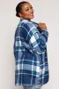 Plus Size Plaid Sherpa Lined Button Front Shacket sold by Rainbow
