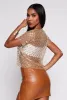 Mesh Faux Pearl Sequin Crop Top sold by Rainbow