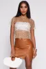 Mesh Faux Pearl Sequin Crop Top sold by Rainbow