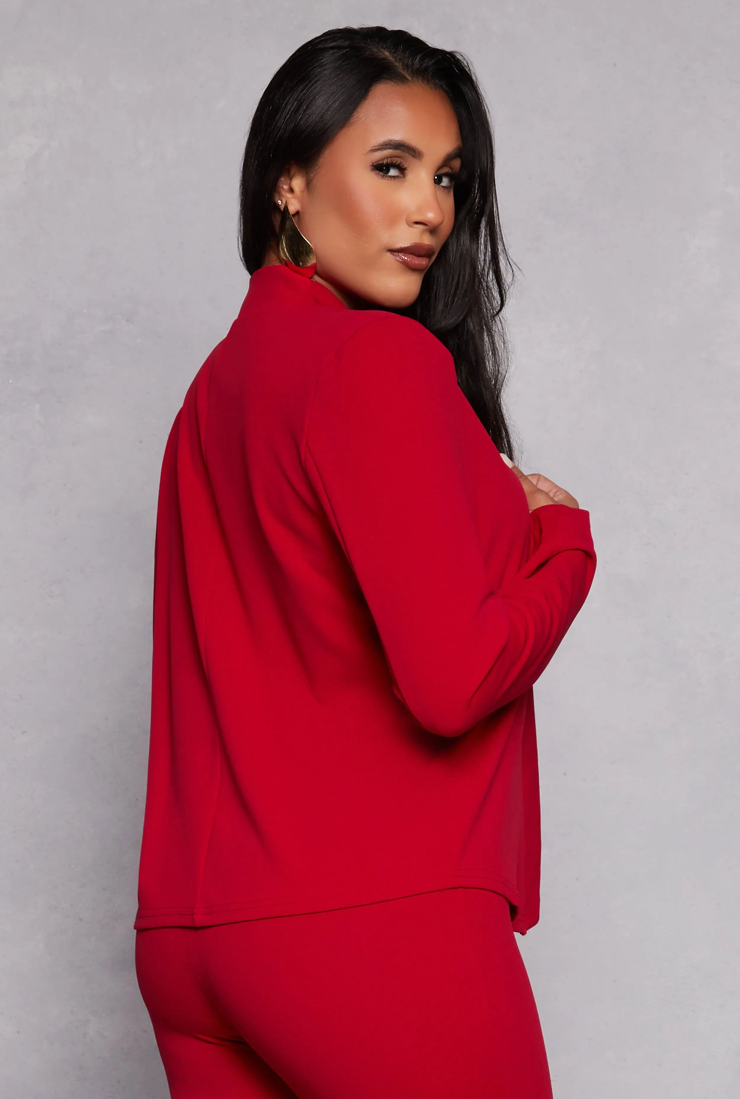 Crepe Knit Open Front Long Sleeve Blazer sold by Rainbow product image thumbnail 3