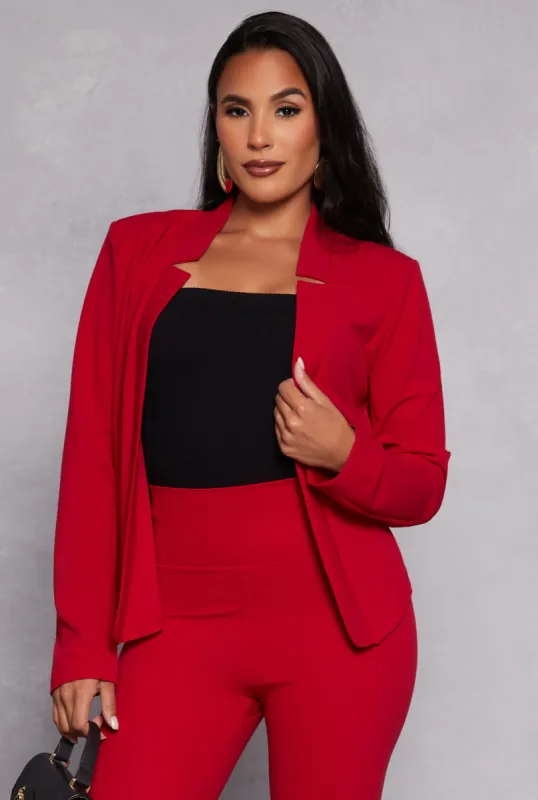 Crepe Knit Open Front Long Sleeve Blazer sold by Rainbow