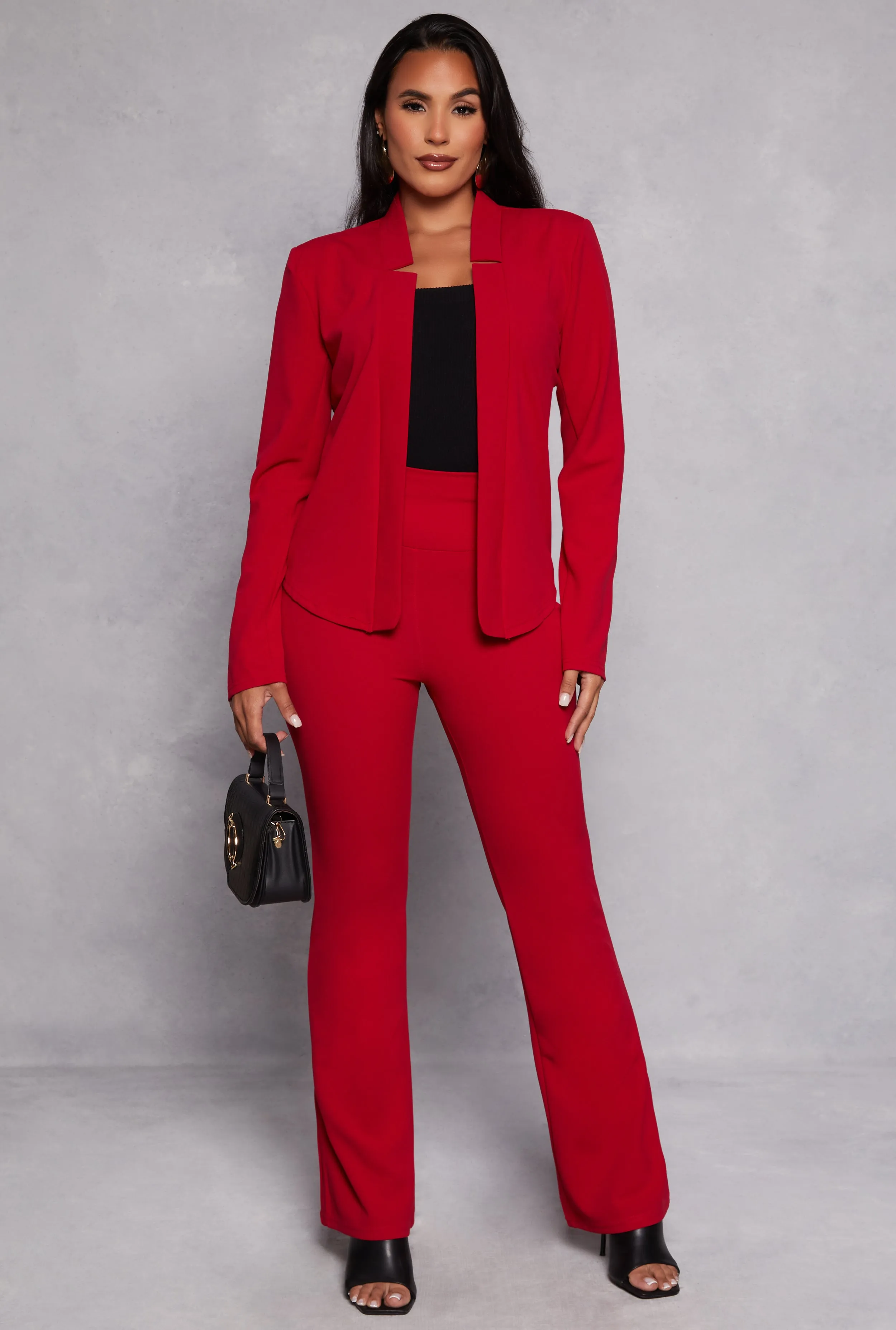 Crepe Knit Open Front Long Sleeve Blazer sold by Rainbow product image thumbnail 2