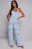 Daisy Strapless Denim Cargo Jumpsuit sold by Rainbow