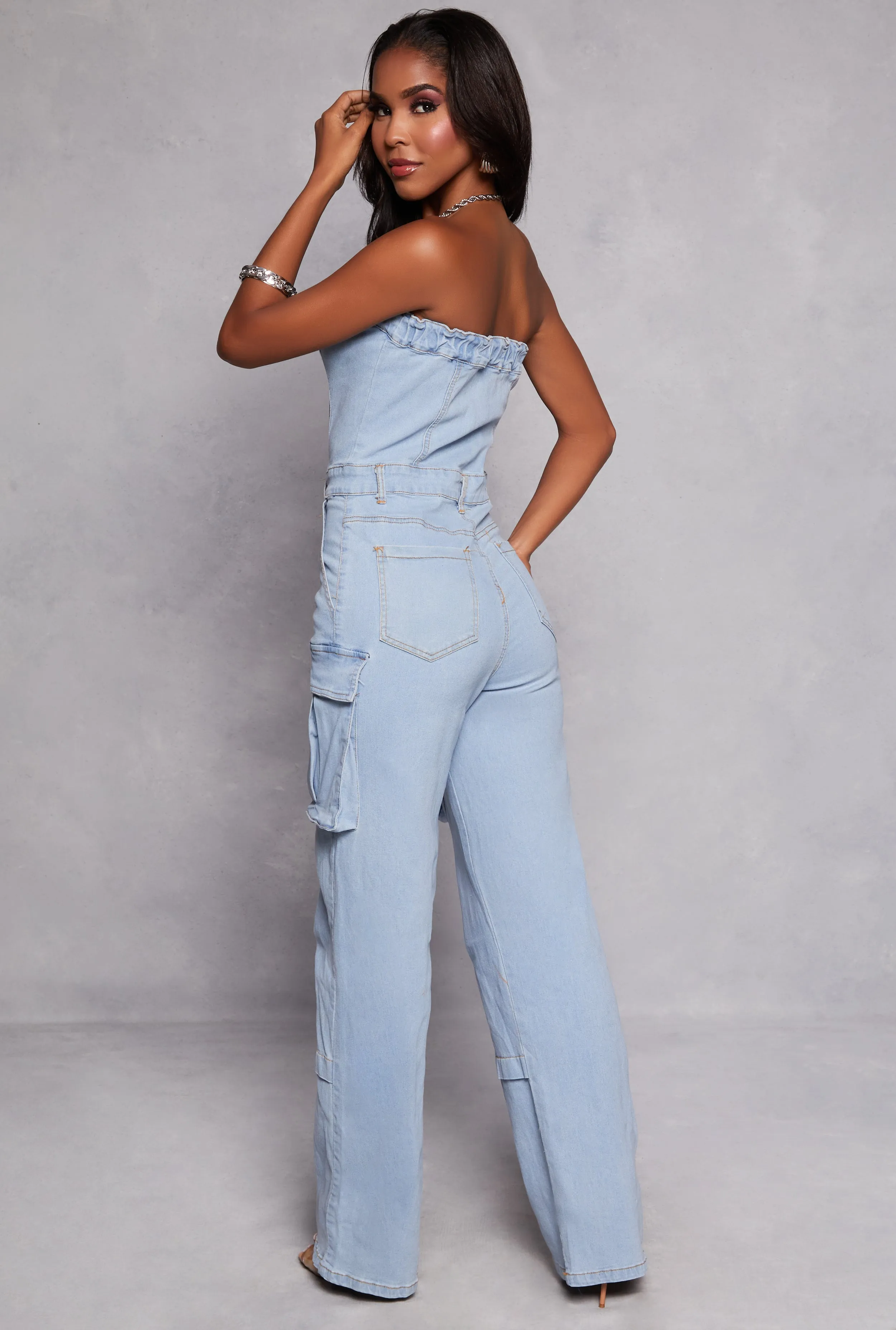 Daisy Strapless Denim Cargo Jumpsuit sold by Rainbow product image thumbnail 3