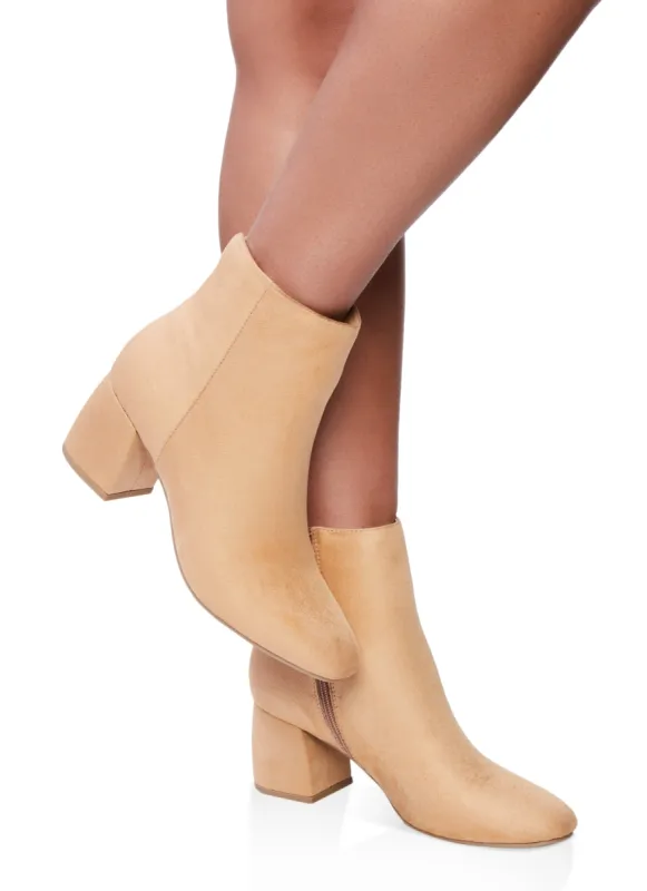 Round Toe Block Heel Booties sold by Rainbow