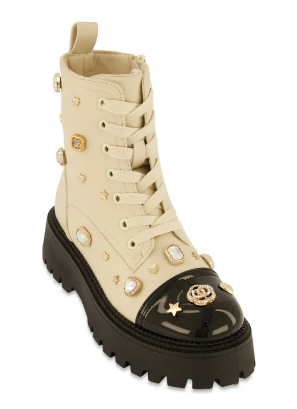 Studded Charm Combat Boots sold by Rainbow