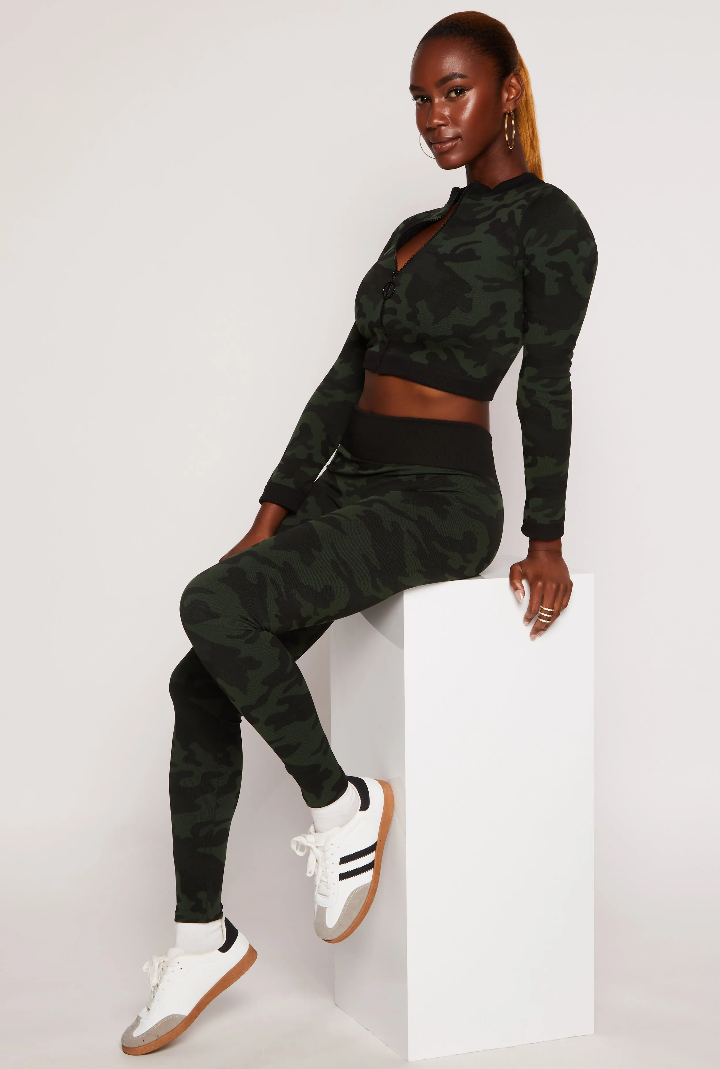 Seamless Camo Zip Front Cropped Track Jacket sold by Rainbow product image thumbnail 2