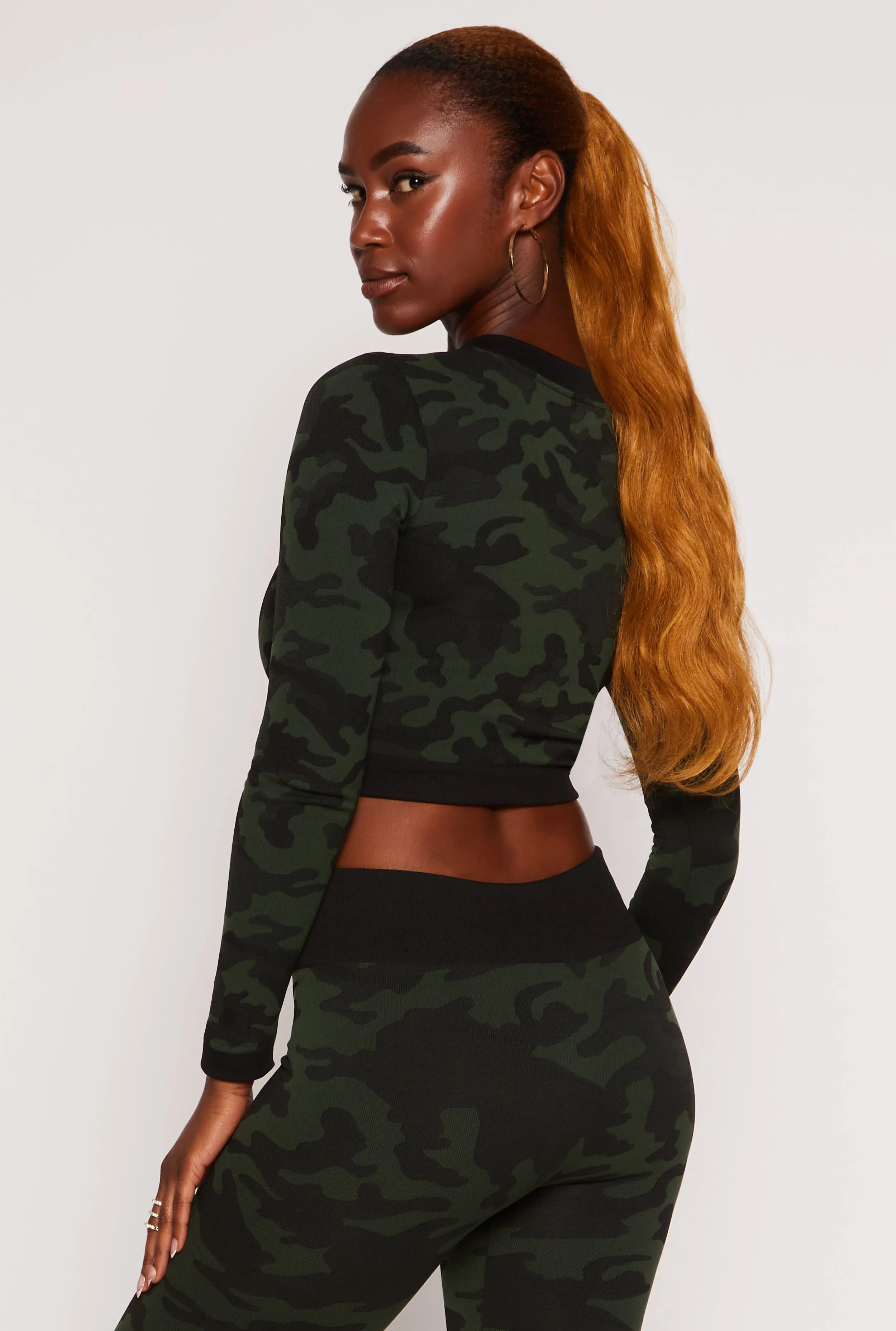 Seamless Camo Zip Front Cropped Track Jacket sold by Rainbow product image thumbnail 3