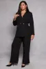 Plus Size Pinstripe Padded Shoulder Blazer sold by Rainbow