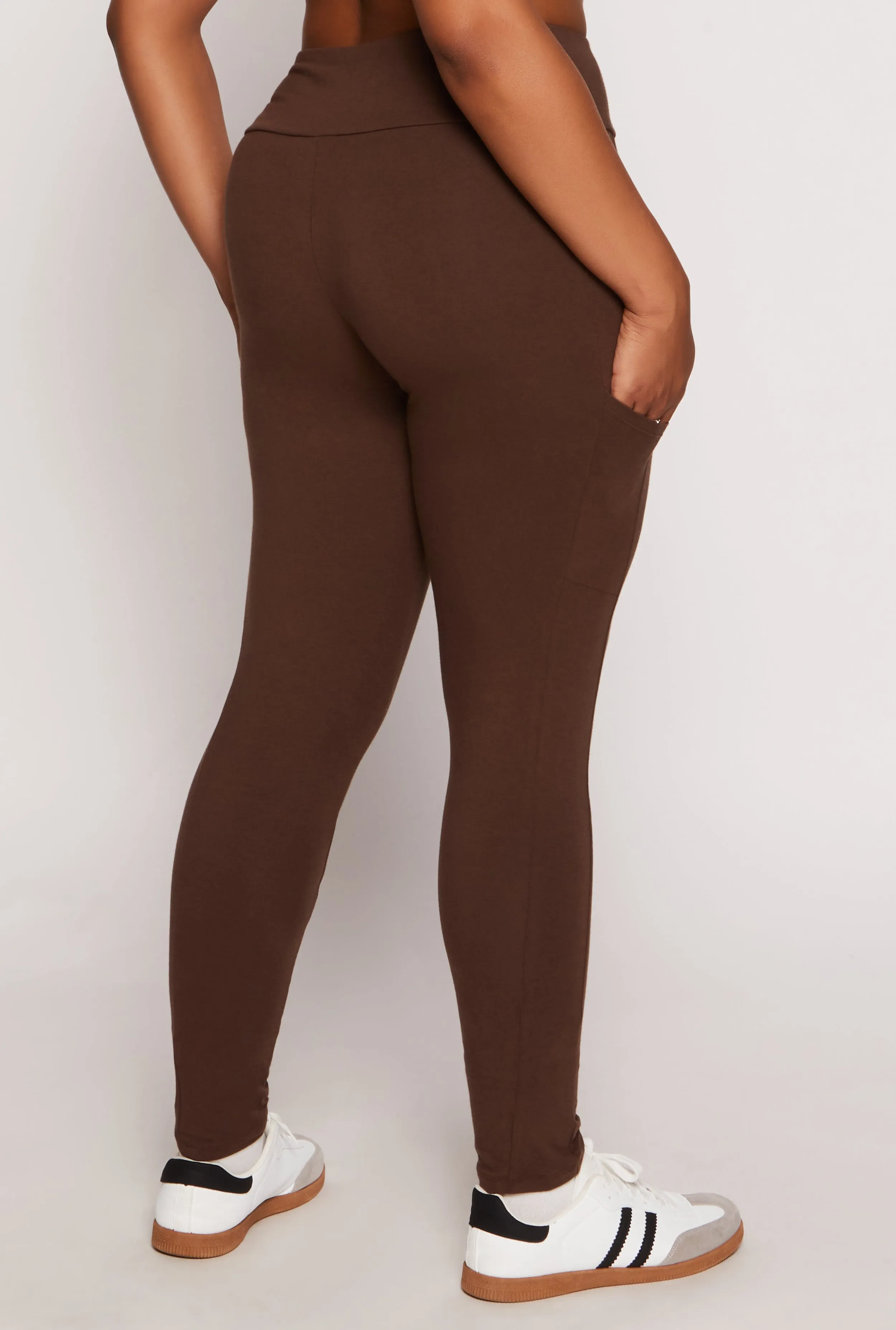 Plus Size Solid High Waist Cell Phone Pocket Leggings sold by Rainbow product image thumbnail 3
