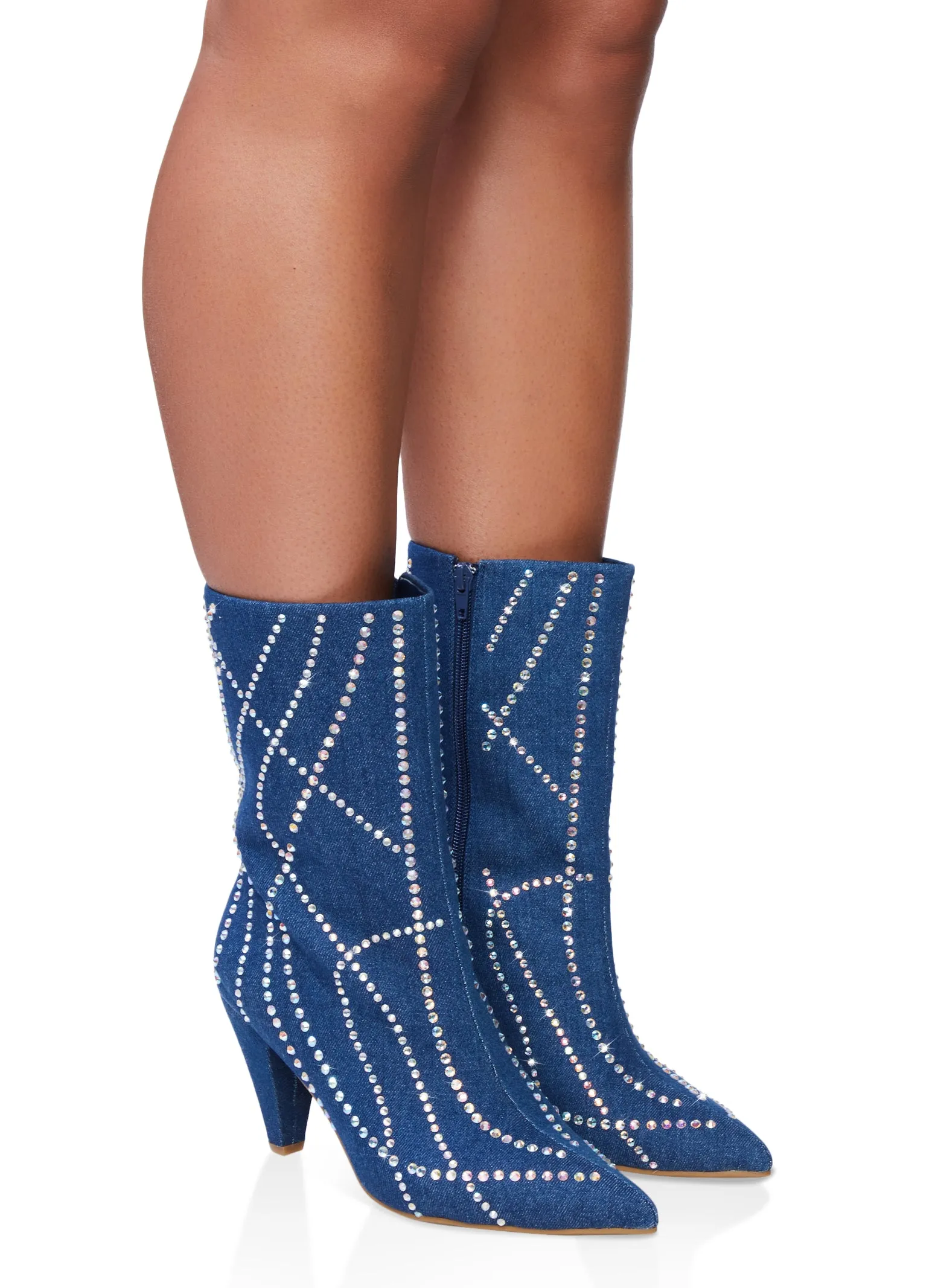 Pointed Toe Rhinestone High Heel Booties sold by Rainbow product image thumbnail 2