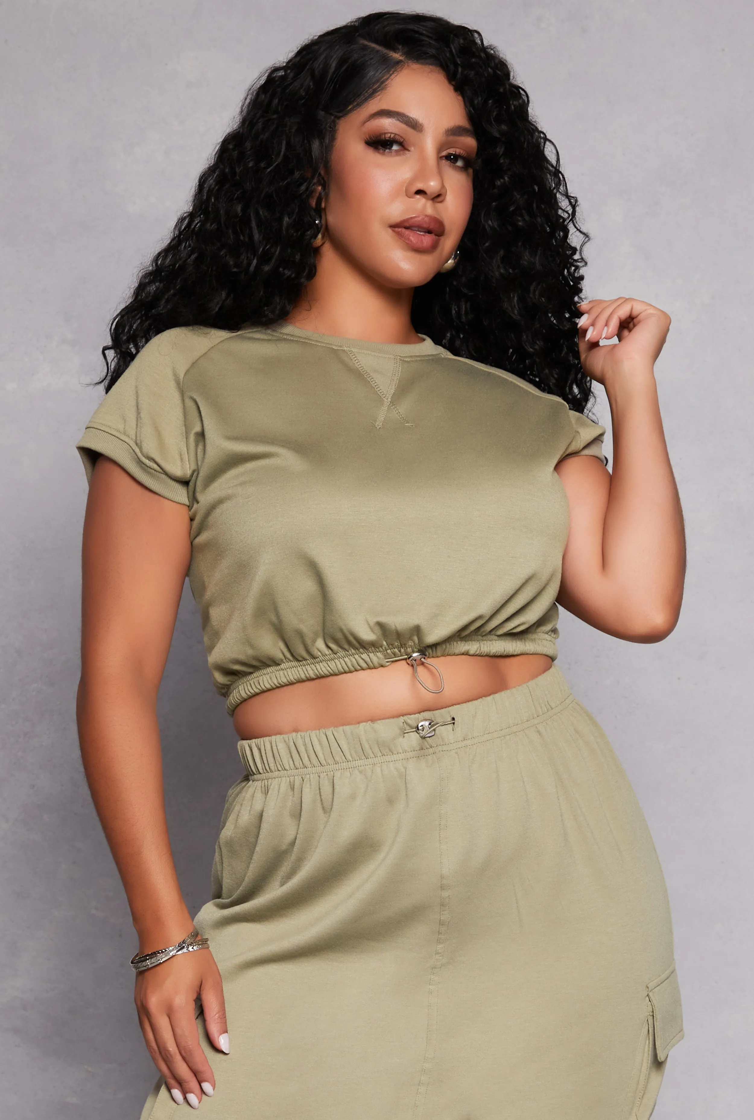 Plus Size Almost Famous Cap Sleeve Sweatshirt sold by Rainbow