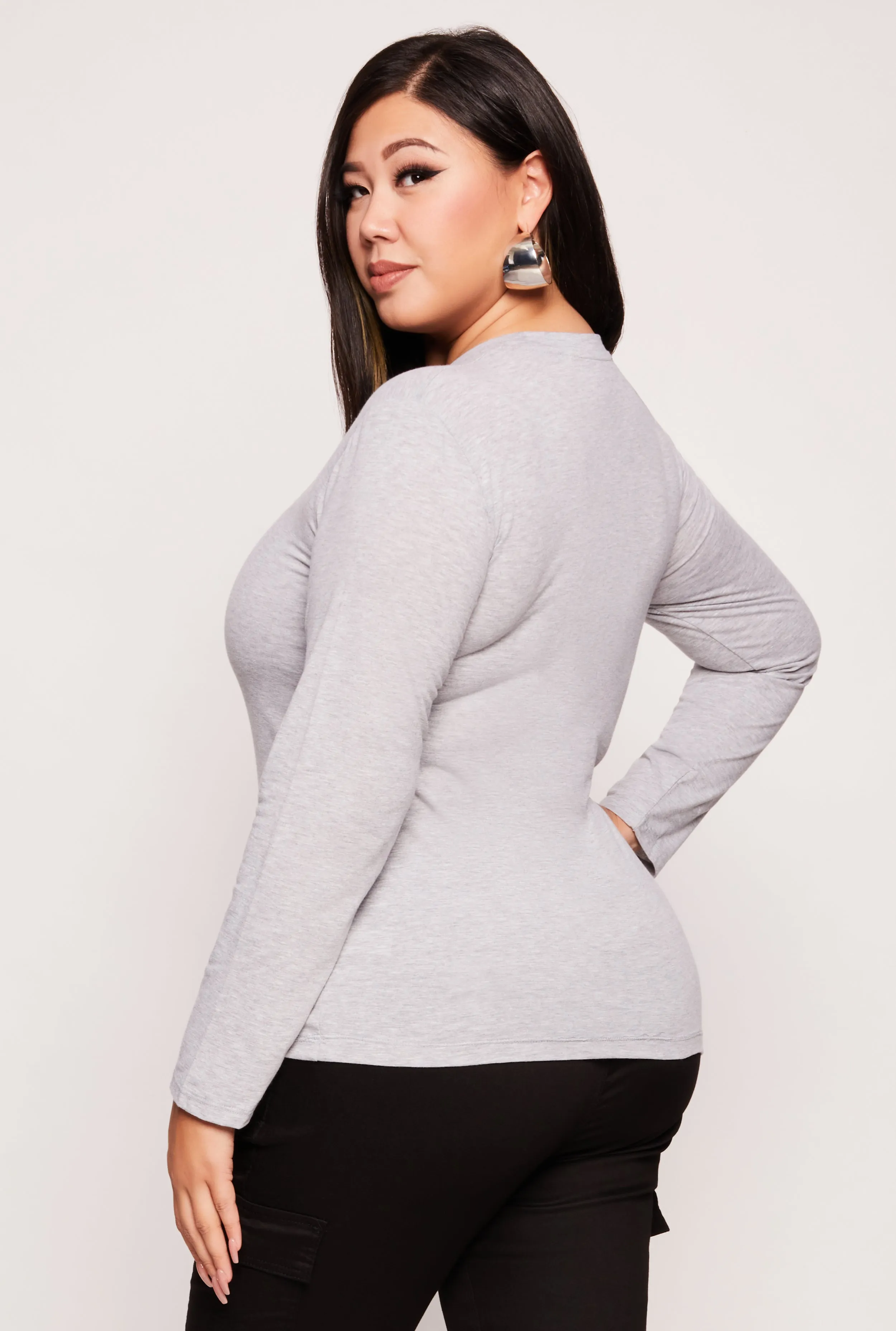 Plus Size Long Sleeve Crew Neck Tee sold by Rainbow product image thumbnail 3