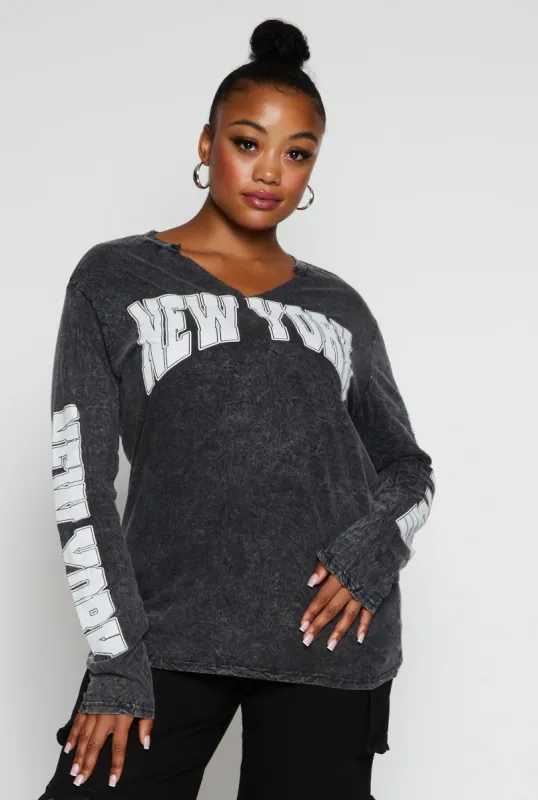 Plus Size New York Notch Neck Graphic T Shirt sold by Rainbow