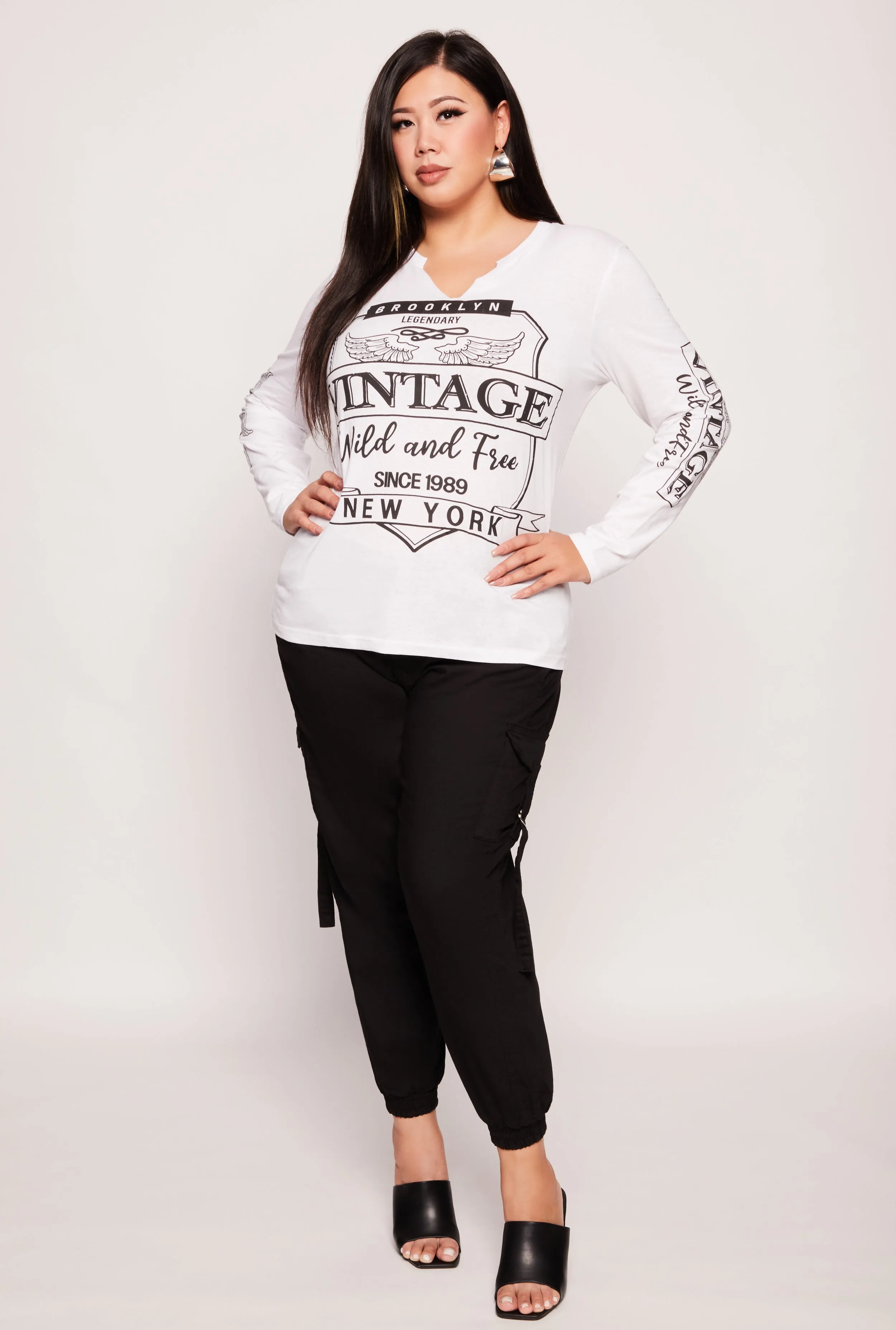 Plus Size Brooklyn Vintage Graphic Long Sleeve Top sold by Rainbow product image thumbnail 2