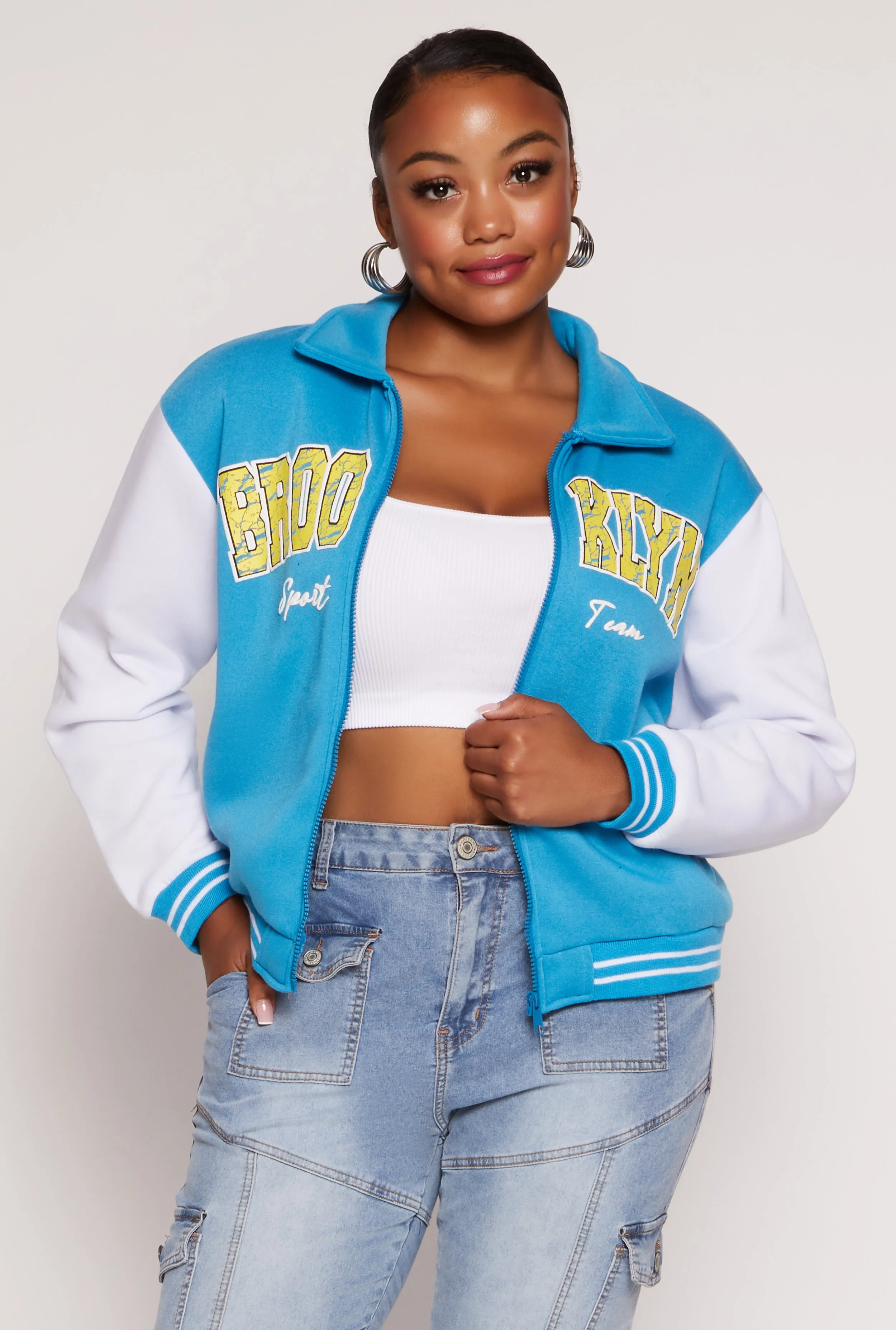 Plus Size Brooklyn Sport Team Varsity Jacket sold by Rainbow