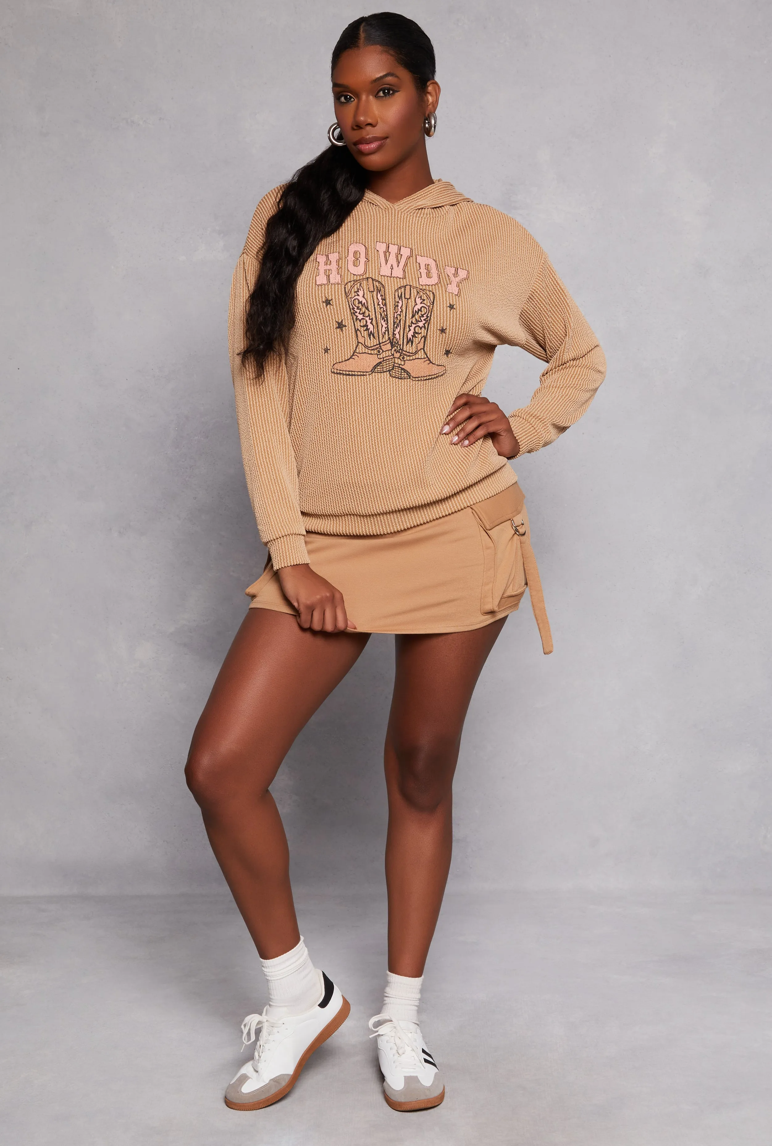 Ribbed Howdy Graphic Pullover Hoodie sold by Rainbow product image thumbnail 2