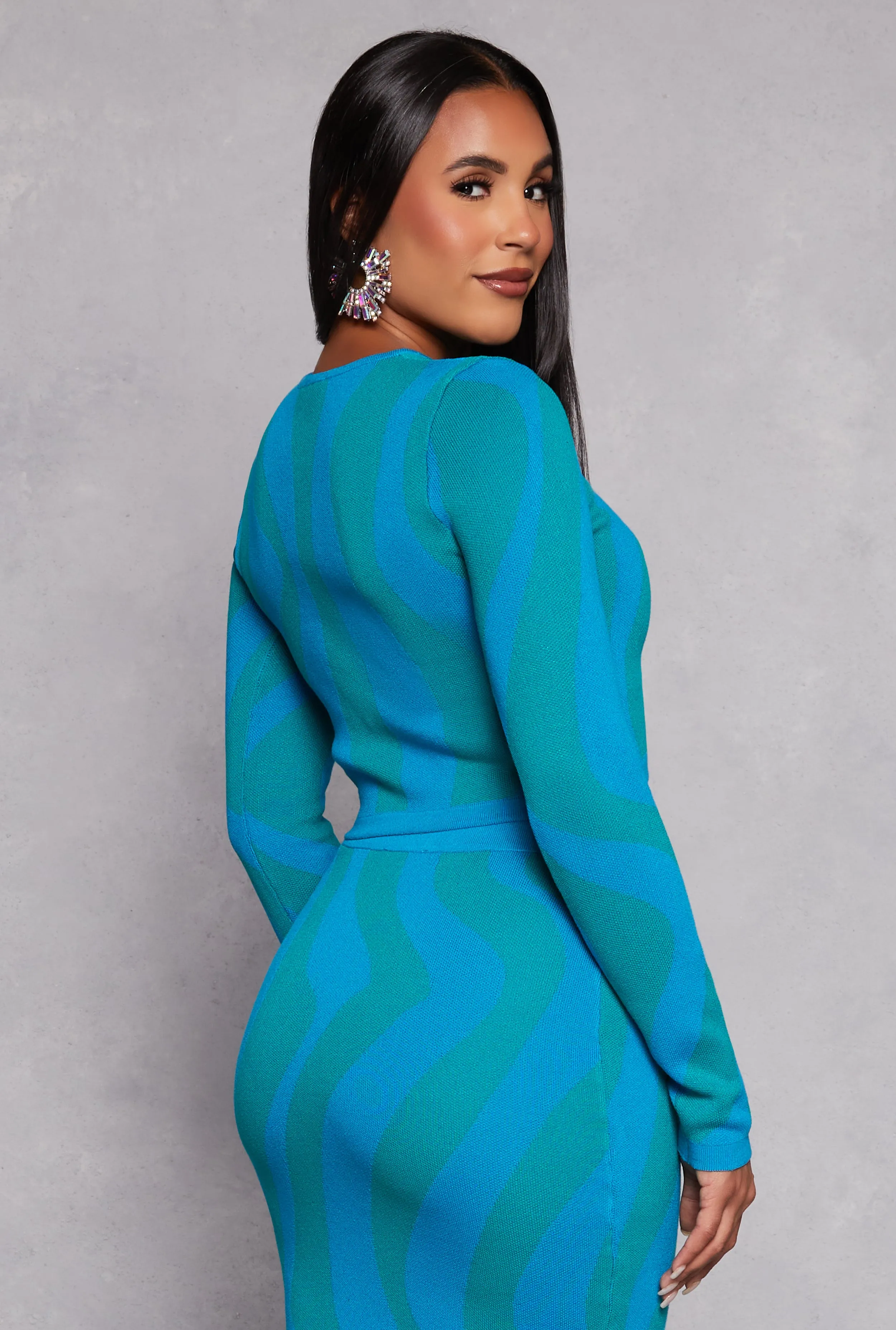 Abstract Striped Long Sleeve Crop Top sold by Rainbow product image thumbnail 3