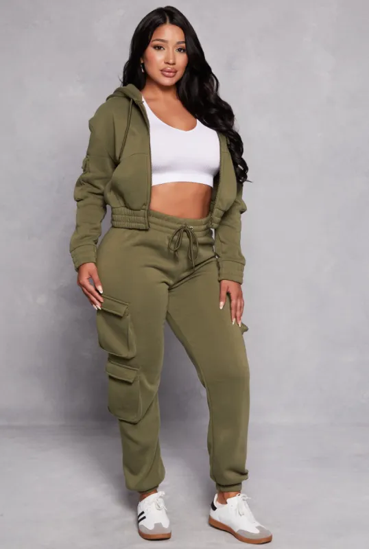 Fleece Drawstring Cargo Sweatpants sold by Rainbow