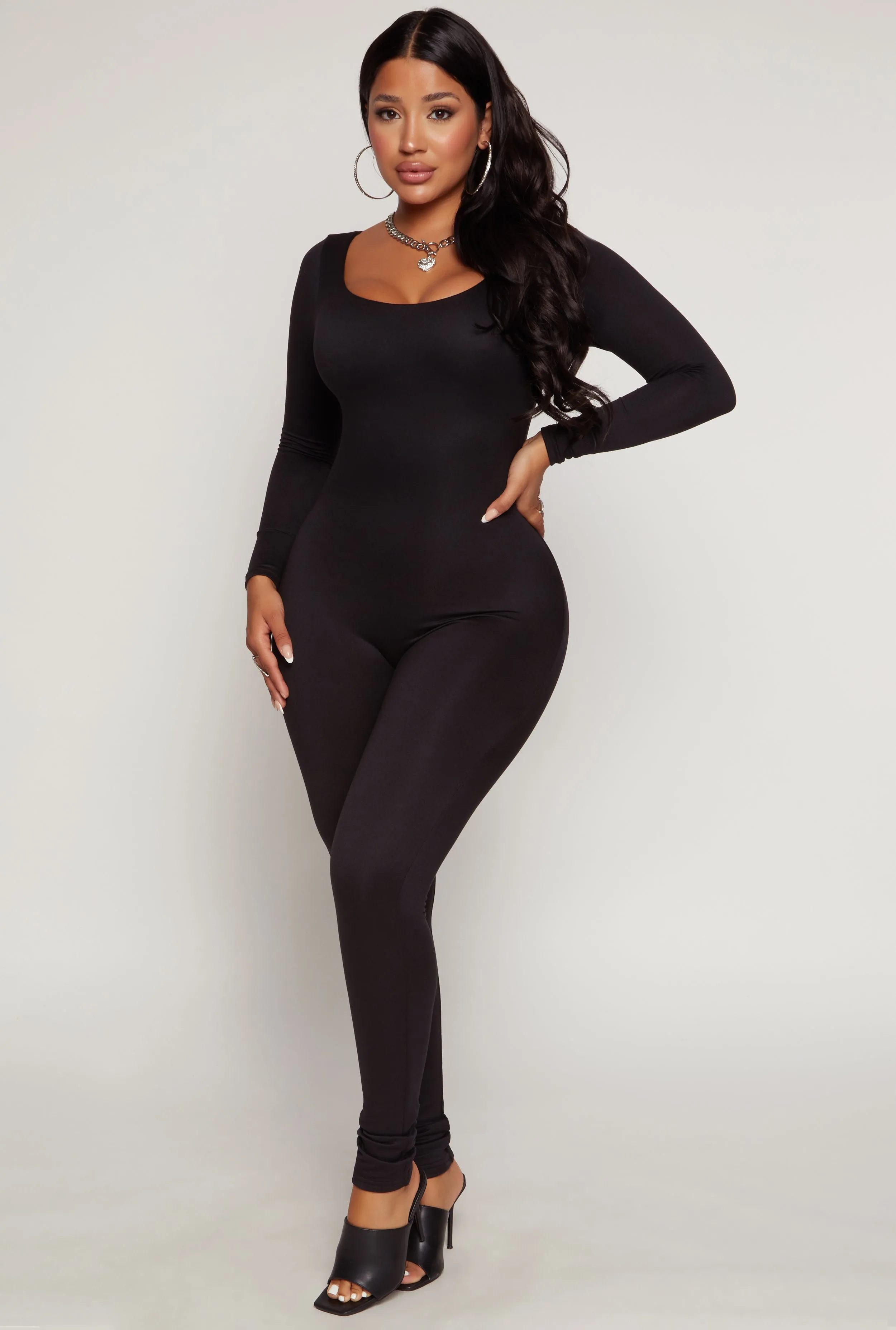 Double Layered Scoop Neck Long Sleeve Jumpsuit sold by Rainbow product image thumbnail 2