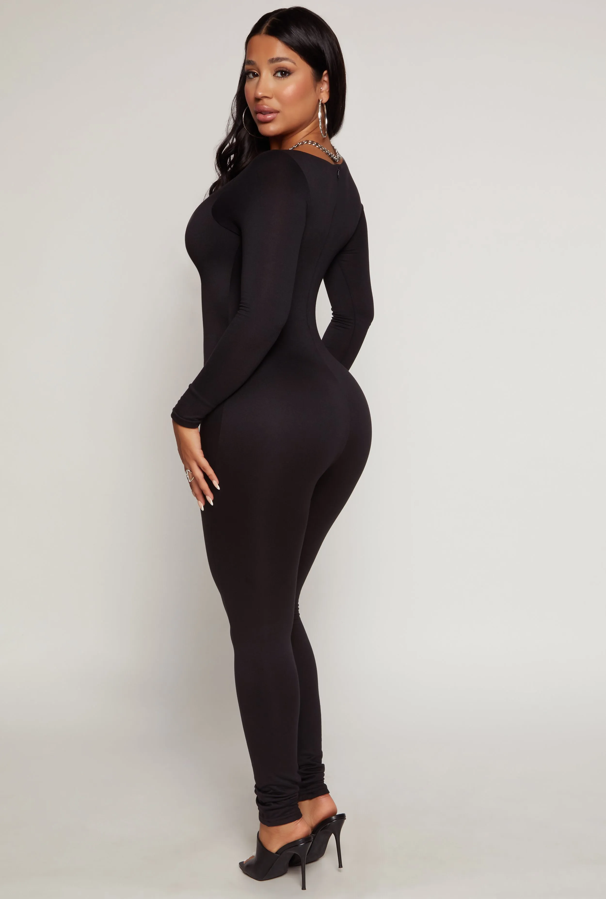 Double Layered Scoop Neck Long Sleeve Jumpsuit sold by Rainbow product image thumbnail 3