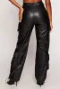 Faux Leather High Waisted Cargo Pants sold by Rainbow