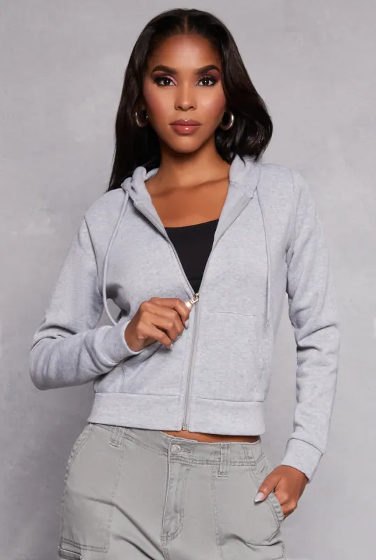 Fleece Zip Front Long Sleeve Hoodie sold by Rainbow