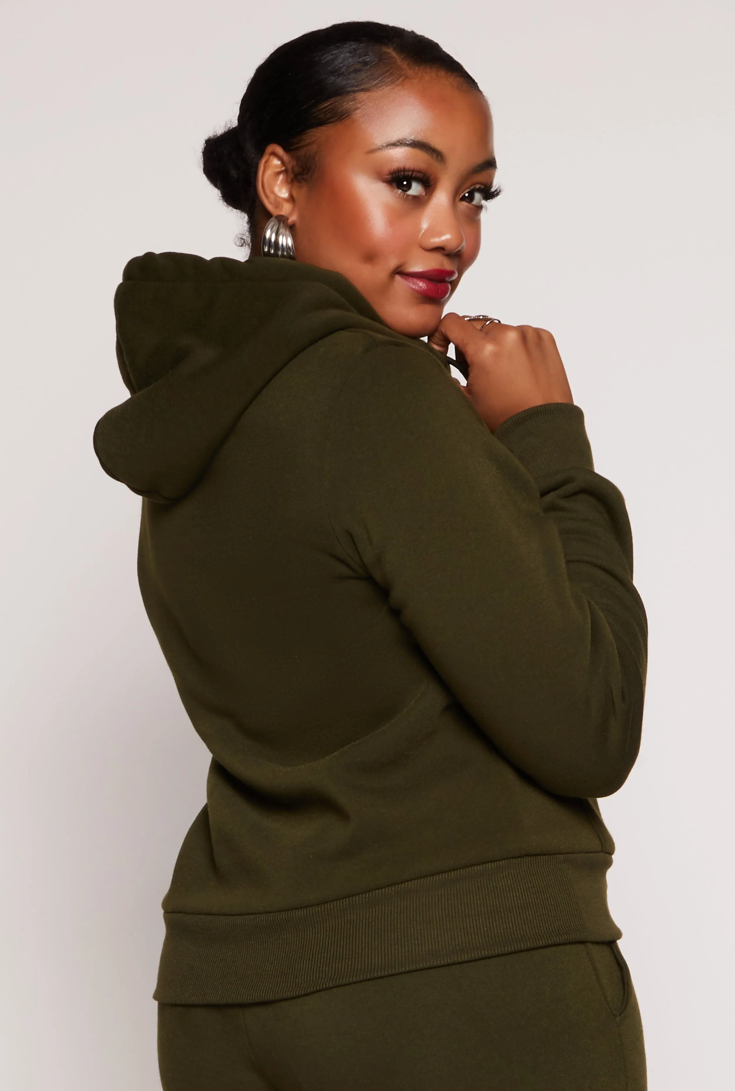 Plus Size Sherpa Lined Zip Front Hoodie sold by Rainbow product image thumbnail 3