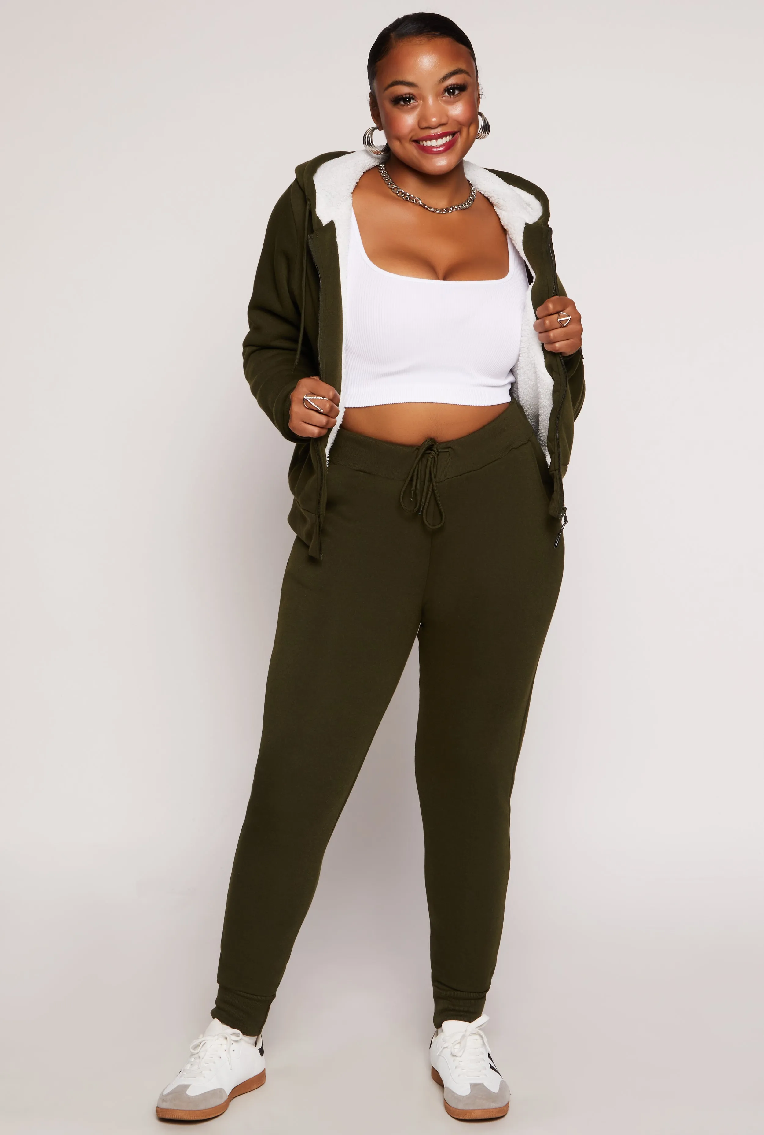 Plus Size Sherpa Lined Zip Front Hoodie sold by Rainbow product image thumbnail 2