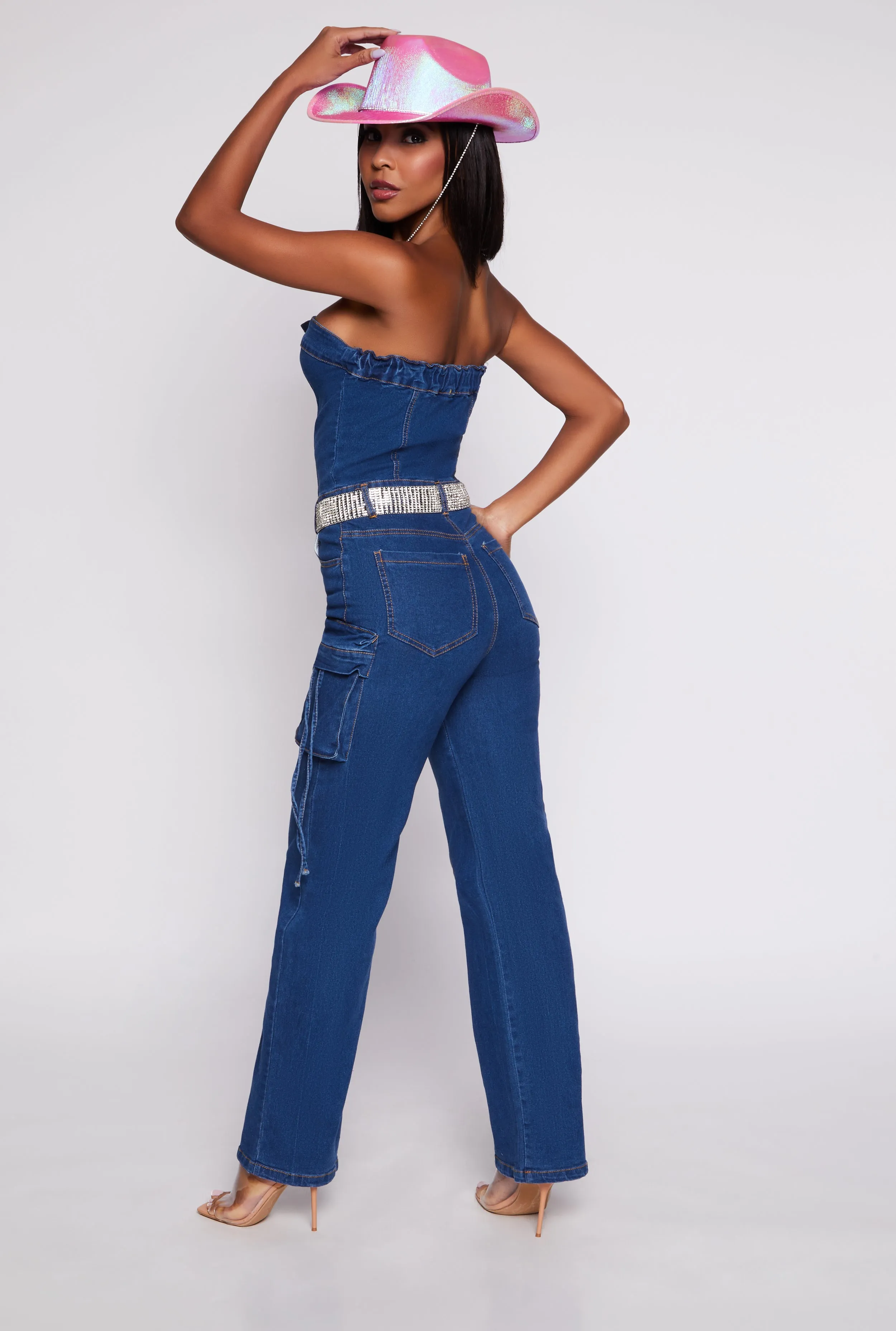 Daisy Denim Cargo Strapless Jumpsuit sold by Rainbow product image thumbnail 3