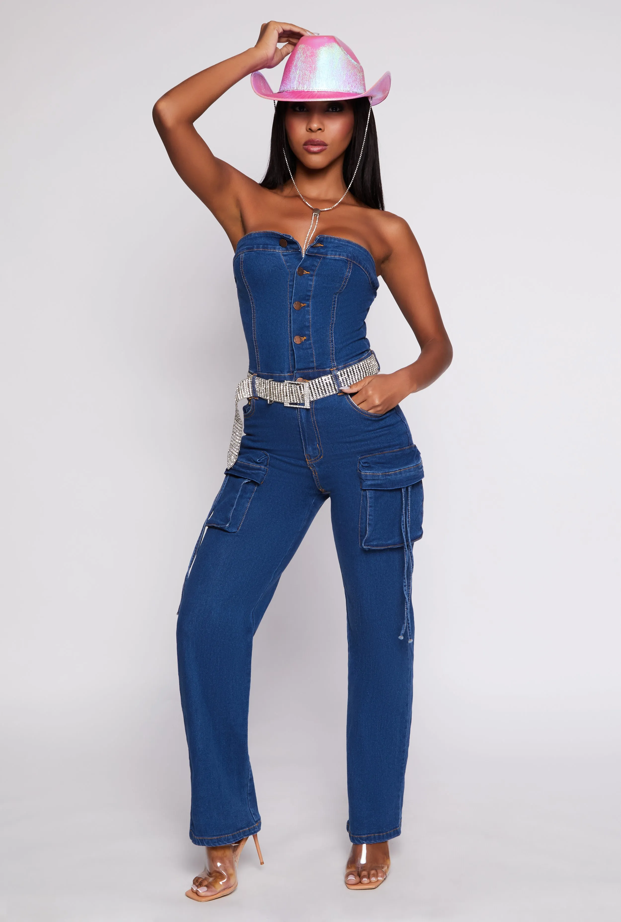 Daisy Denim Cargo Strapless Jumpsuit sold by Rainbow product image thumbnail 2