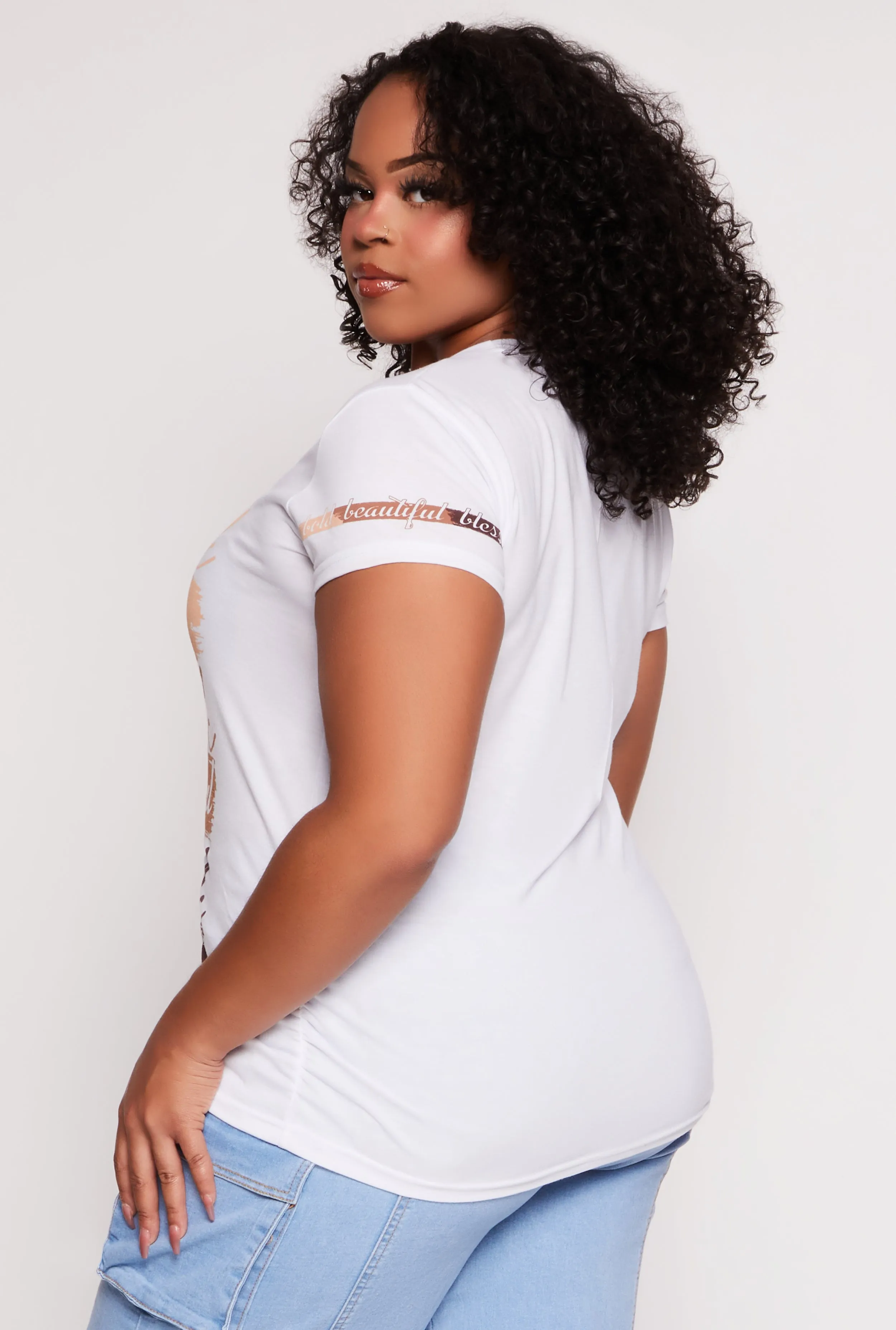 Plus Size Bold Beautiful Blessed Ruched Graphic Tee sold by Rainbow product image thumbnail 3