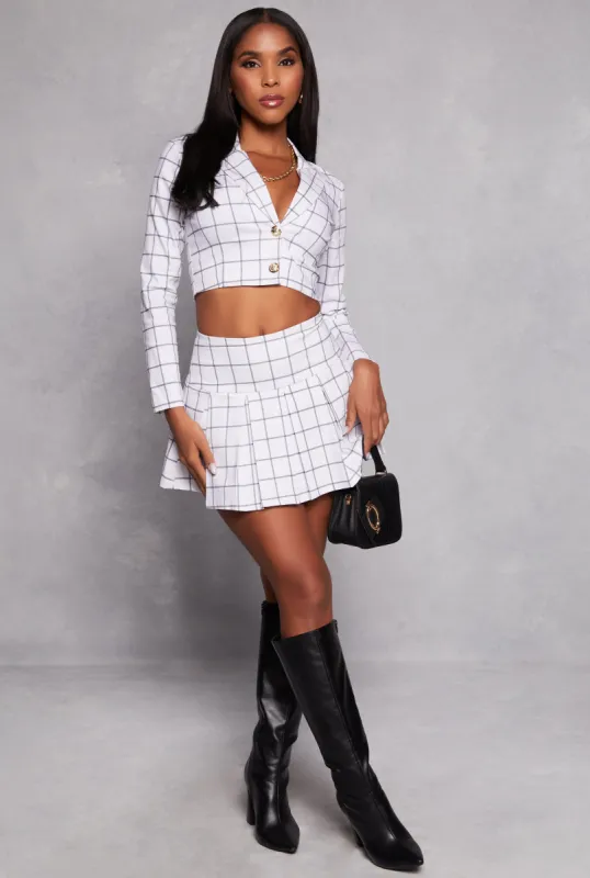 Plaid High Waist Pleated Mini Skirt sold by Rainbow