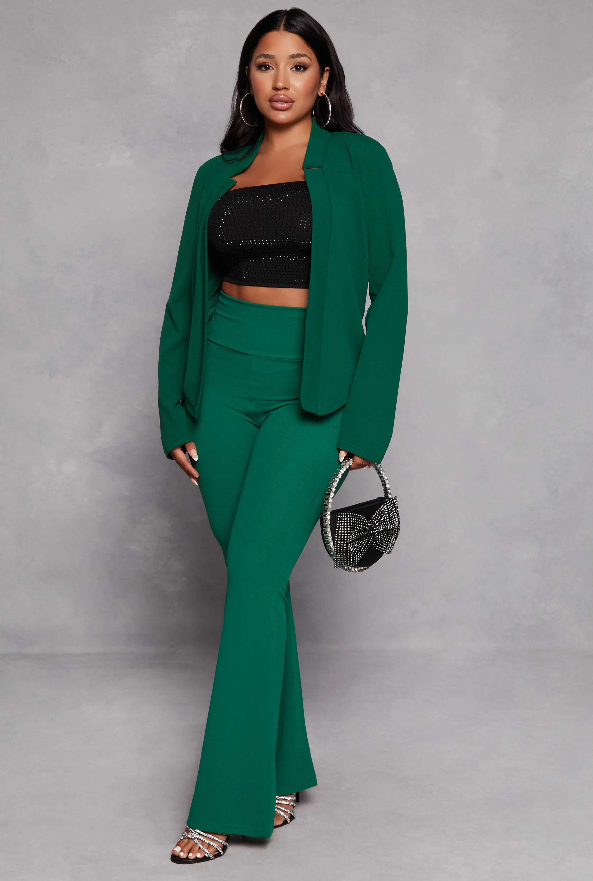 Crepe Knit Open Front Long Sleeve Blazer sold by Rainbow product image thumbnail 2